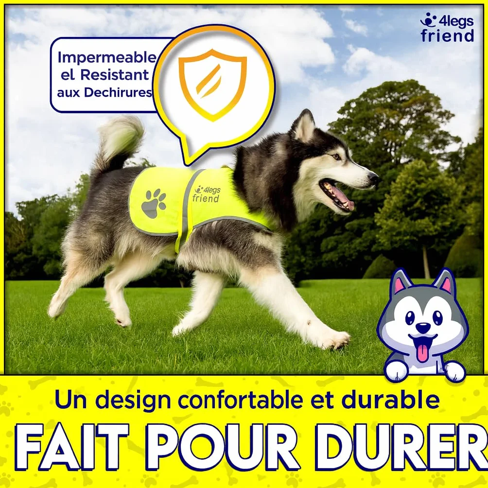 Gilet de Sécurité Réfléchissant pour Chien Haute Visibilité 5 Tailles XL