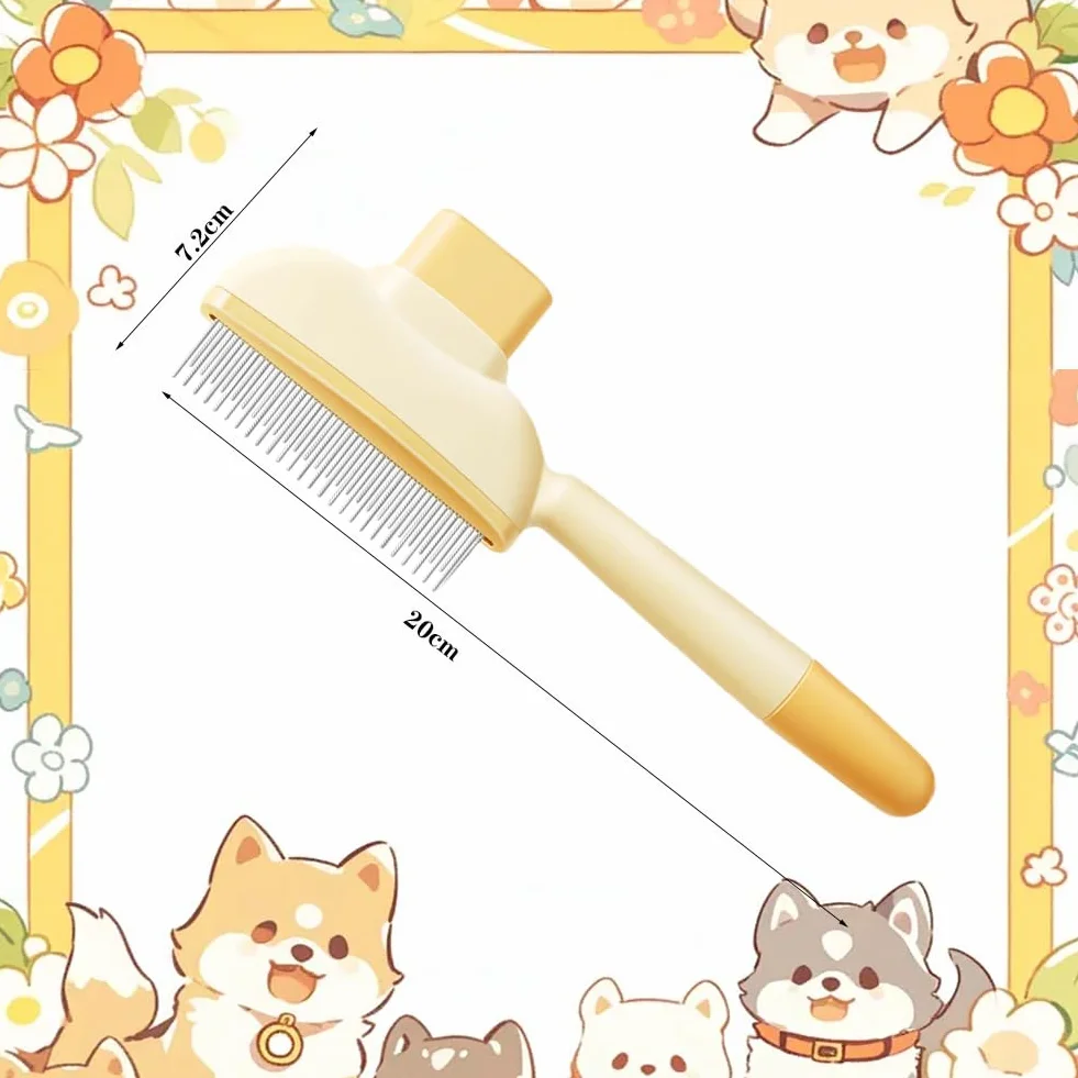 Peigne Autonettoyant pour Chats Brosse de Toilettage avec Bouton Jaune