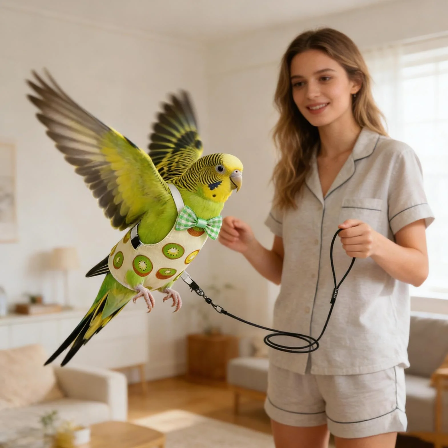 Harnais à couches pour oiseaux confortable respirant corde entraînement perroquet aras moineaux perruches inséparables calopsittes