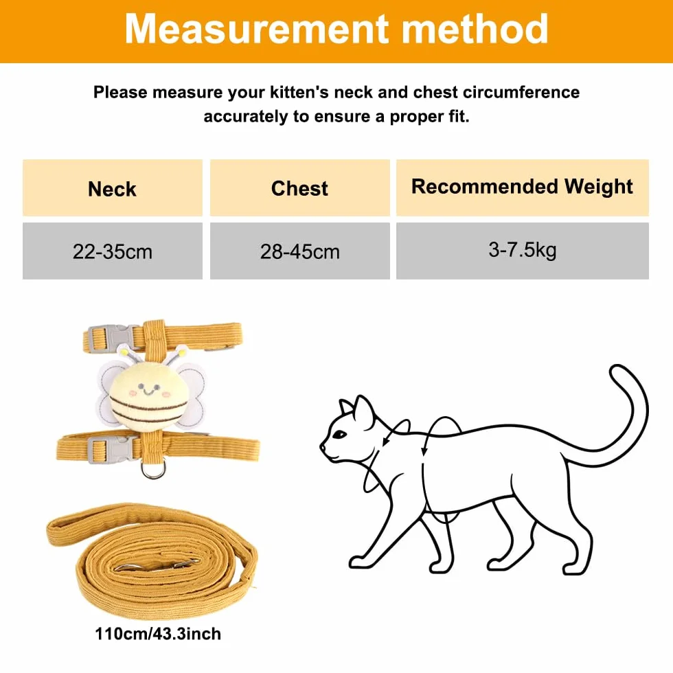 Harnais Chaton Anti Évasion Réglable avec Laisse, pour Petits Animaux de Compagnie