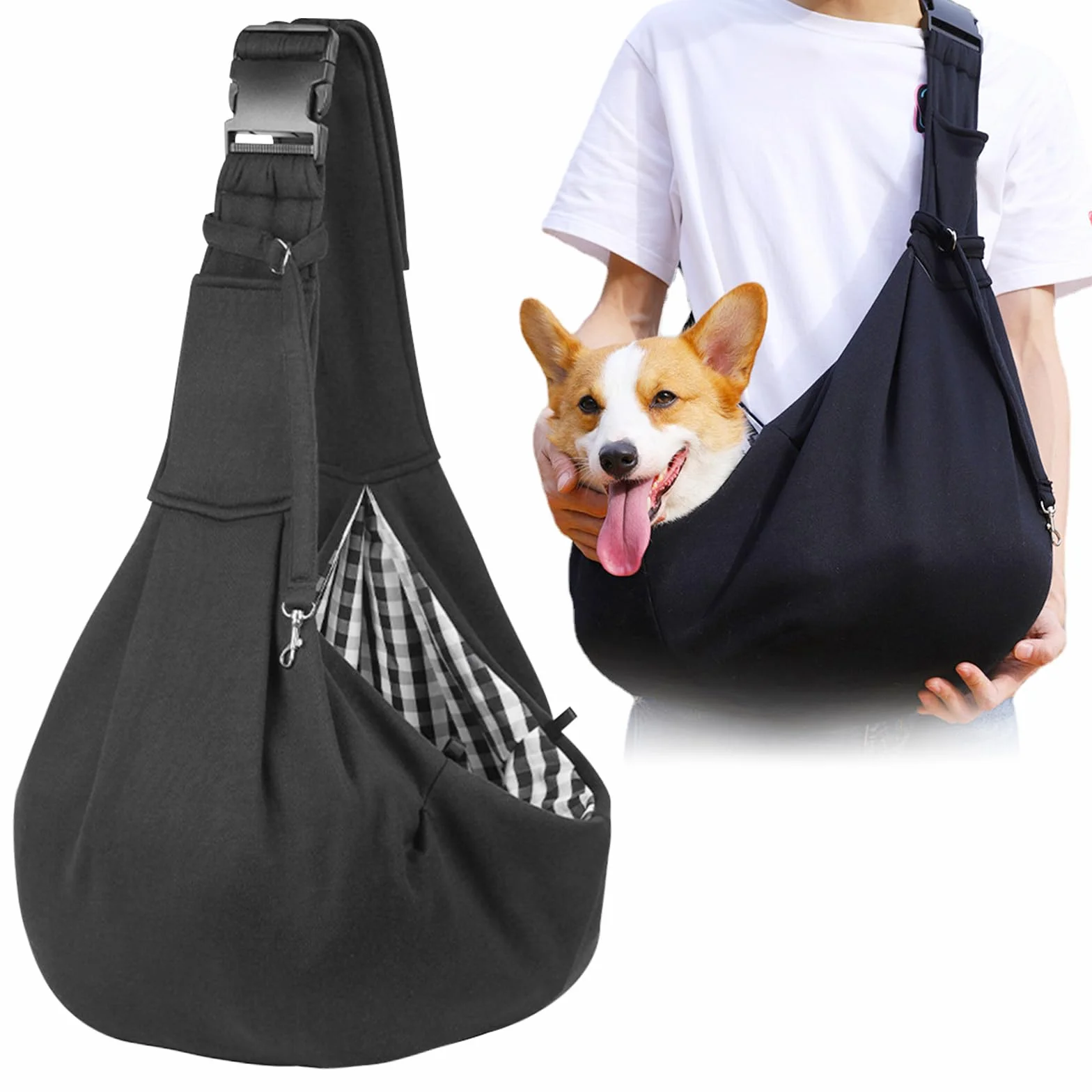 Sac De Transport pour Chien Chat, Sécurisé pour Animaux Domestiques, Taille Moyenne, Extérieur, Métro (Noir)