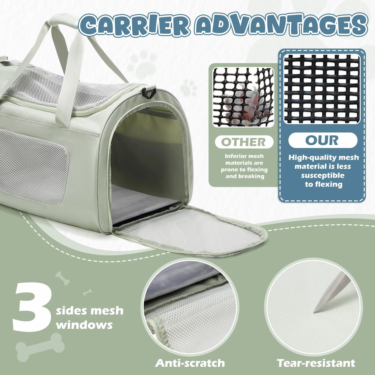 Grand Boîte de Transport Pliable pour Chats et Chiots jusqu'à 13 kg, 53×36×34 cm