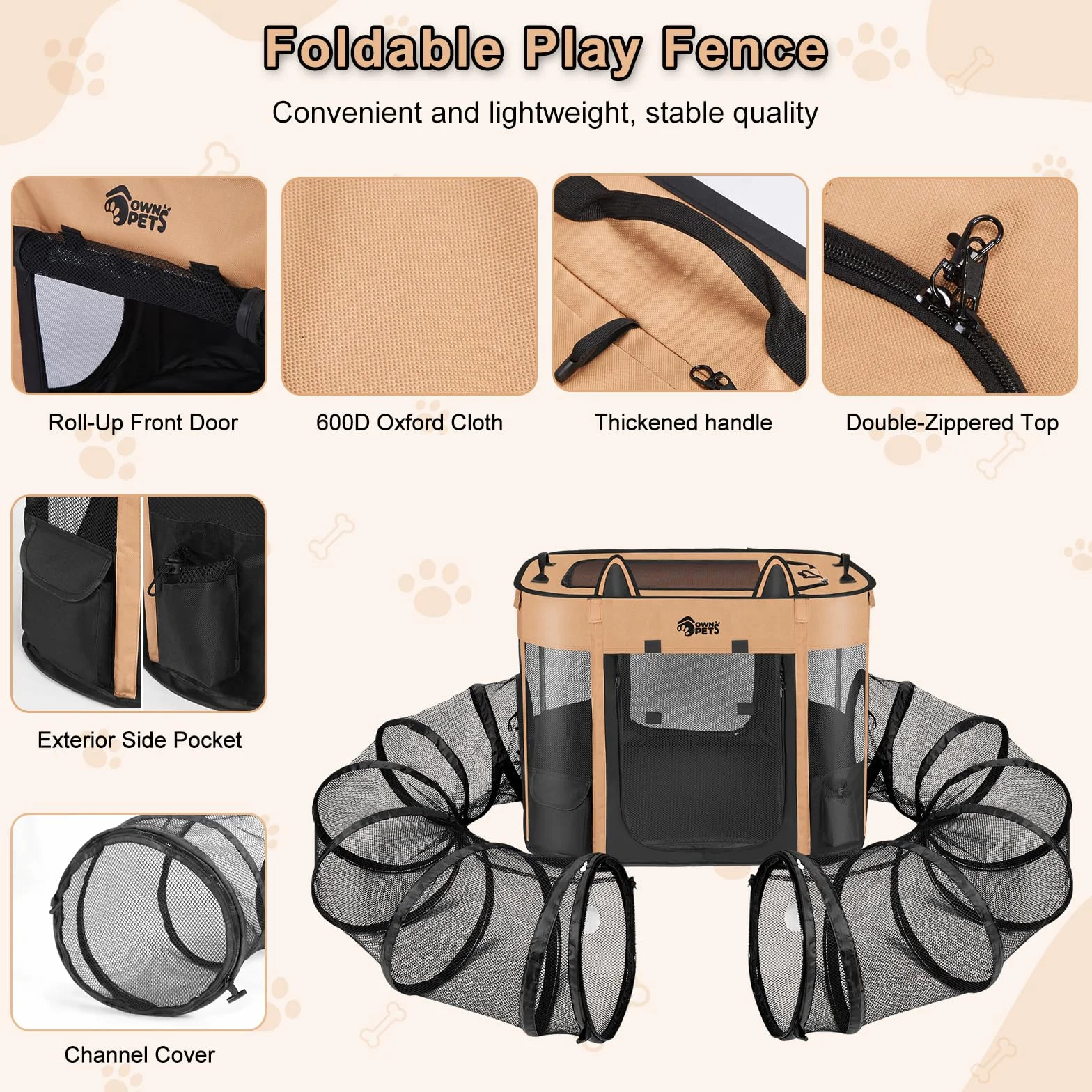 Ownpets Enclos pour chat extérieur Parc portable pliable Cage de transport pour animal domestique