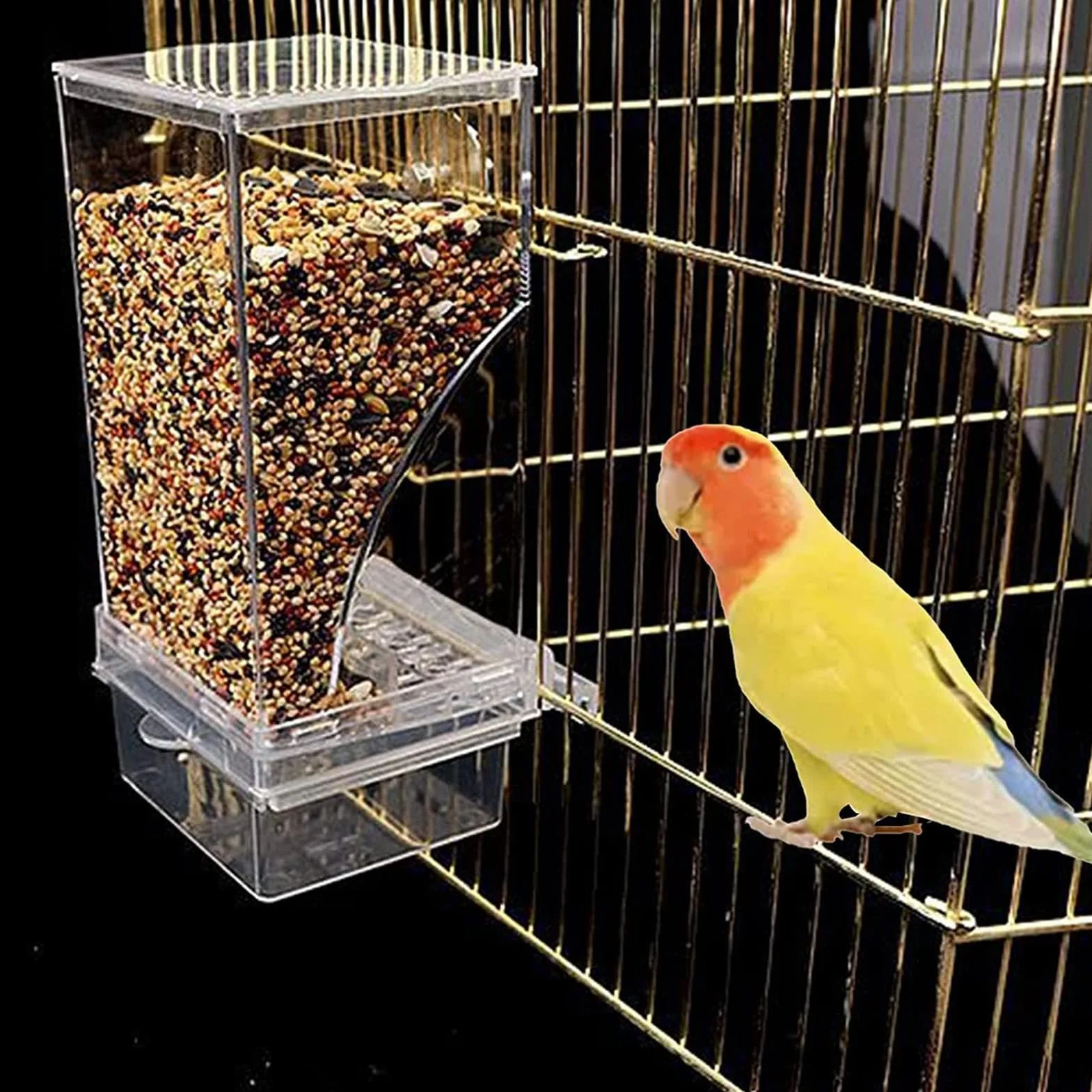 Mangeoire Automatique pour Oiseaux en Acrylique 2 Pièces sans Désordre pour Perruches Canaris Calopsittes