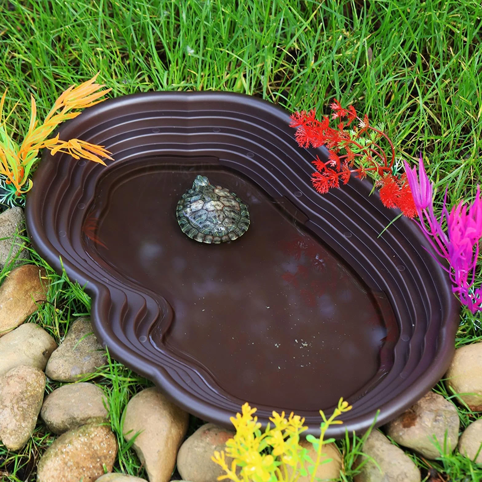 MagiDeal Plat d'alimentation pour Reptiles, Bol d'eau pour Tortue, Ornement d'aquarium
