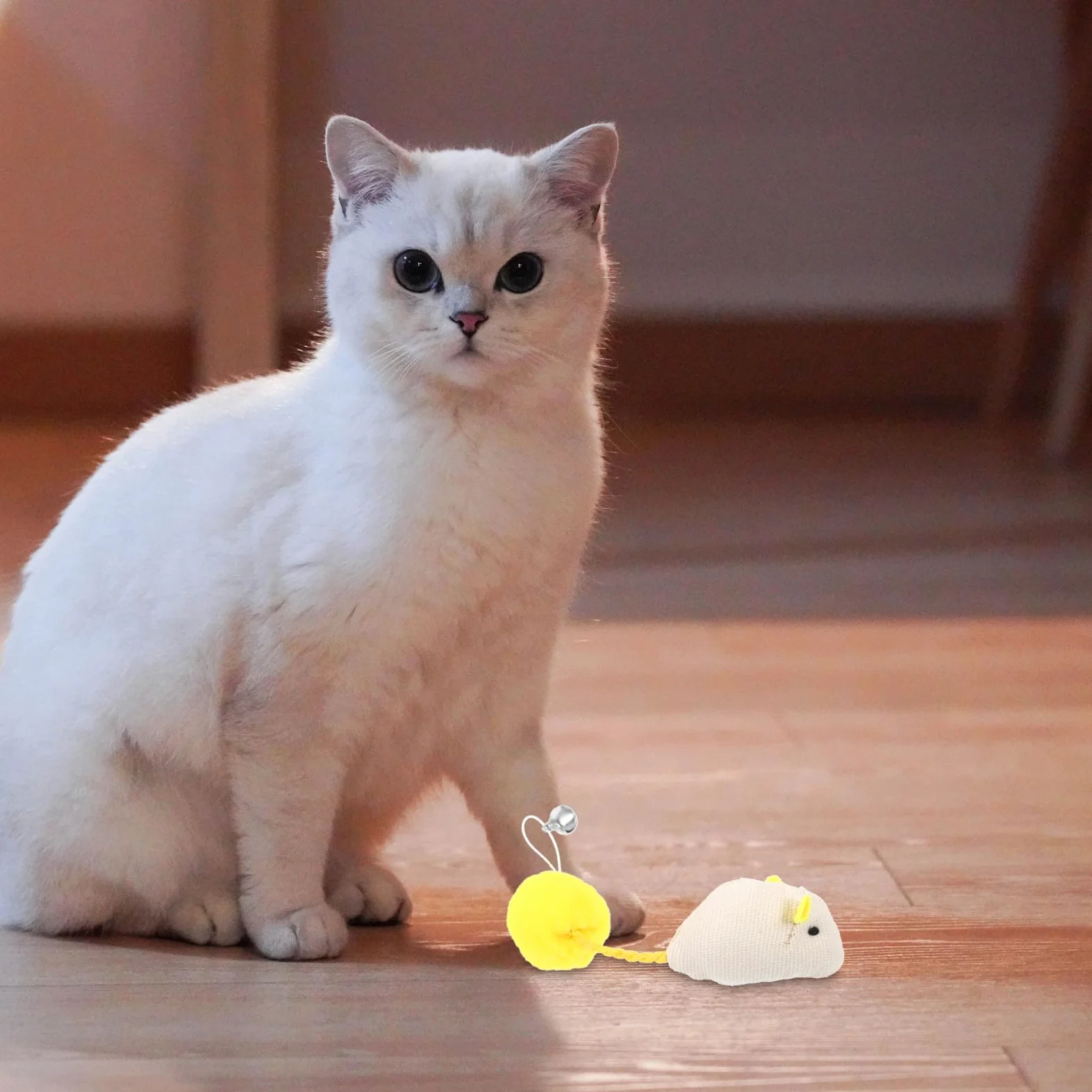 Mobestech Lot de 6 Souris en Peluche avec Clochettes pour Chaton et Chat, Jouets Résistants aux Morsures Vie Quotidienne, Couleurs Variées et Forme de Souris