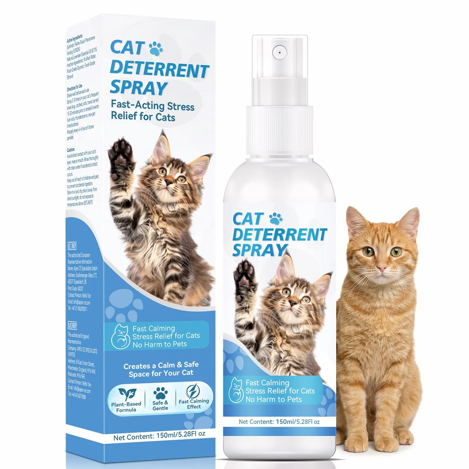 Spray Répulsif pour Chats Naturel, Efficace pour Intérieur et Extérieur, Protège Meubles et Jardin