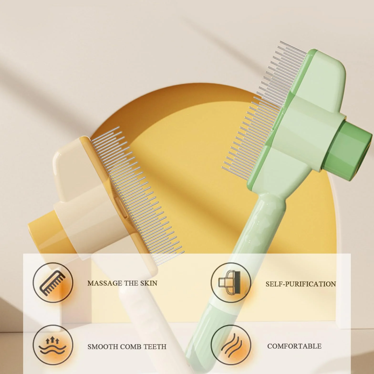 Peigne autonettoyant pour animaux de compagnie, brosse à poils et puces, enlève les poils de chats