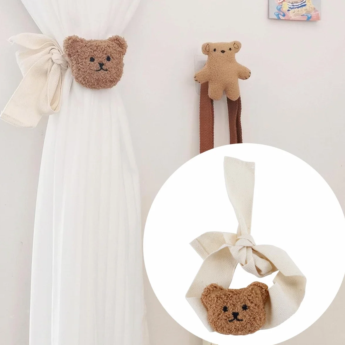 Embrasses de rideaux décoratives en corde motif petit ours lot de 2