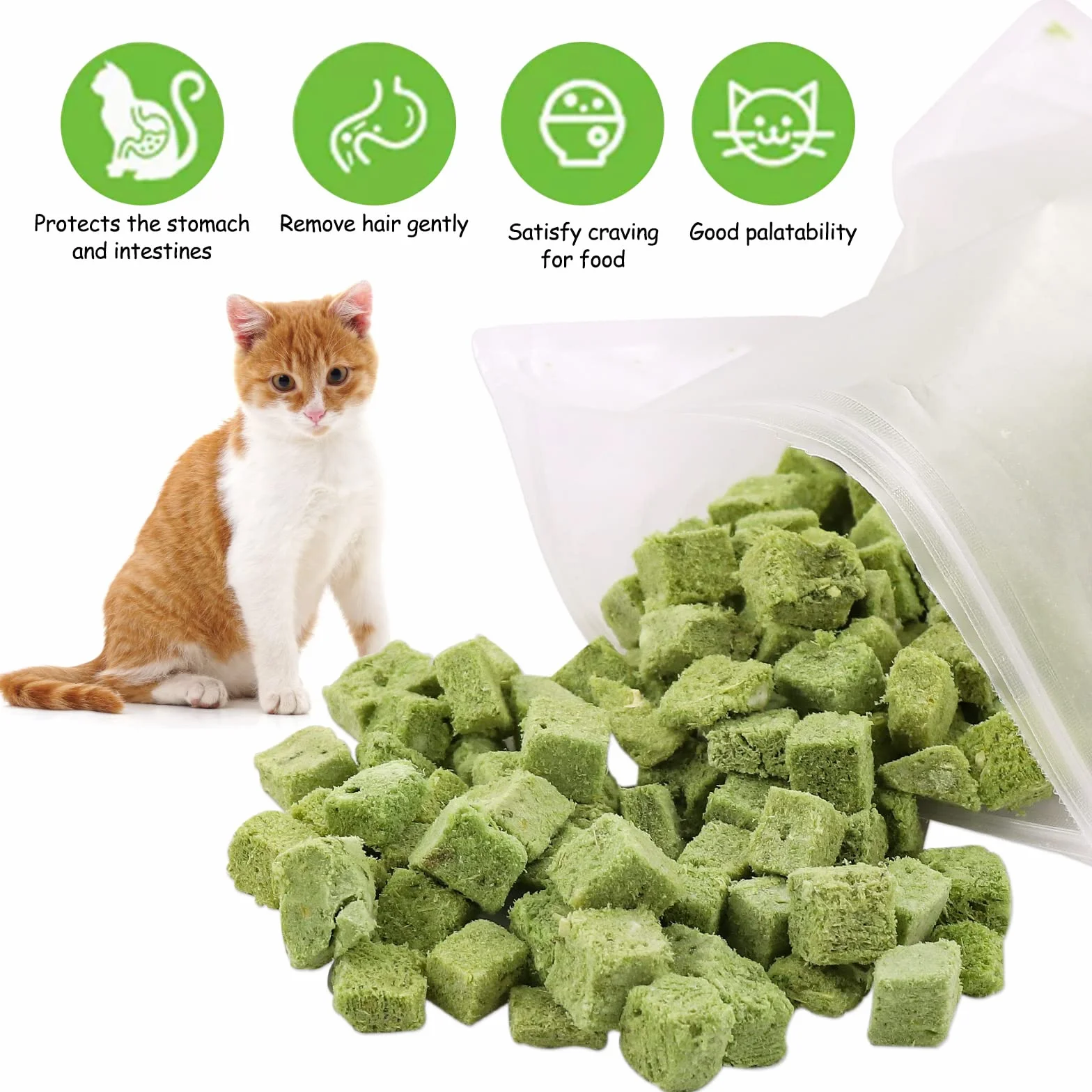 120g Collations pour Chats Herbe à Chat, Gâterie Lyophilisée pour Nettoyage des Dents