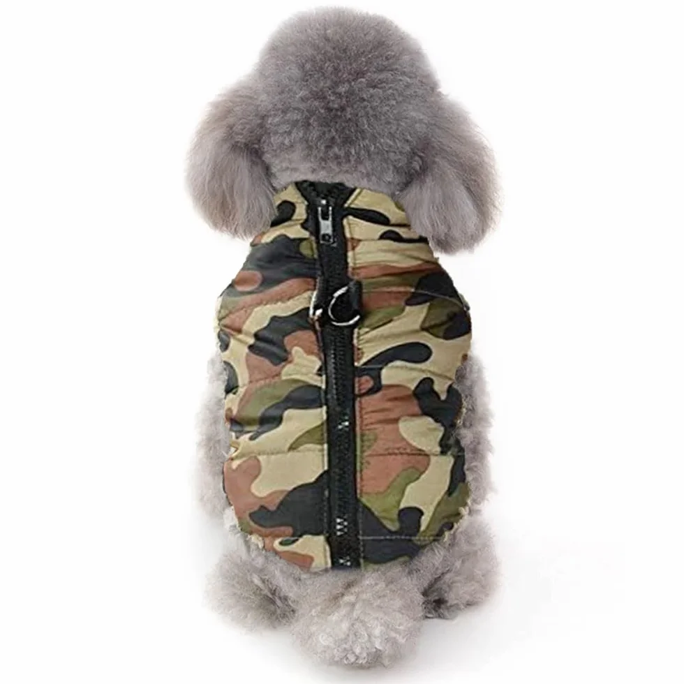 Veste chaude pour chien hiver gilet zippé Voarge petit animal L Camouflage