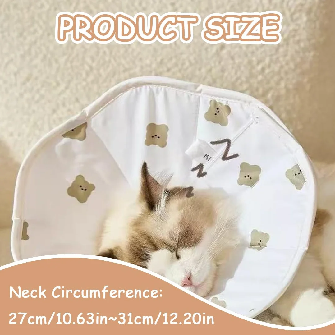 Collerette Anti Léchage Pour Chat En Tissu Souple Léger Réglable Avec Fermeture Velcro