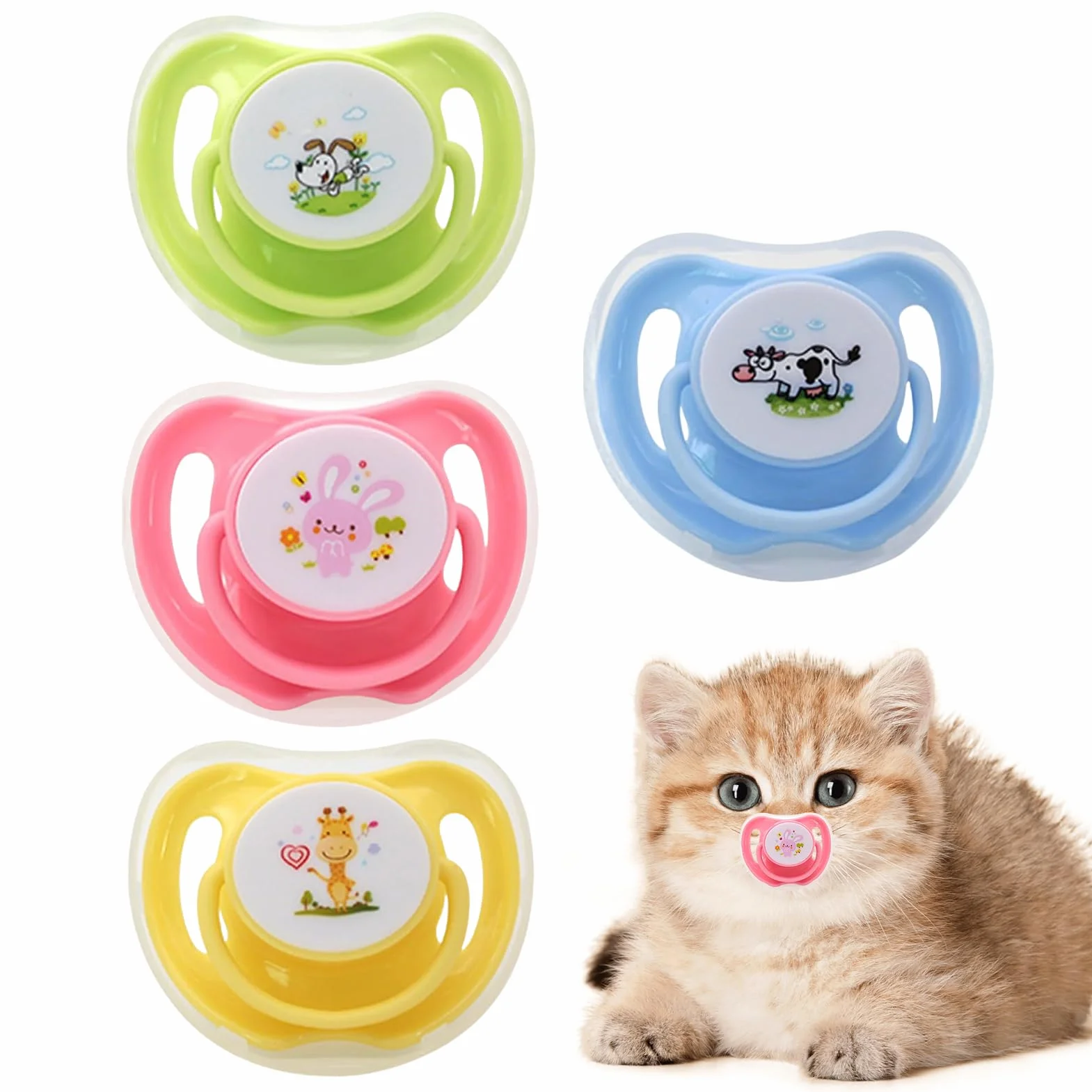 Tétine pour Chaton 4 en Silicone Forme Papillon Étui Antipoussière Apaisant Allaitement Dentition