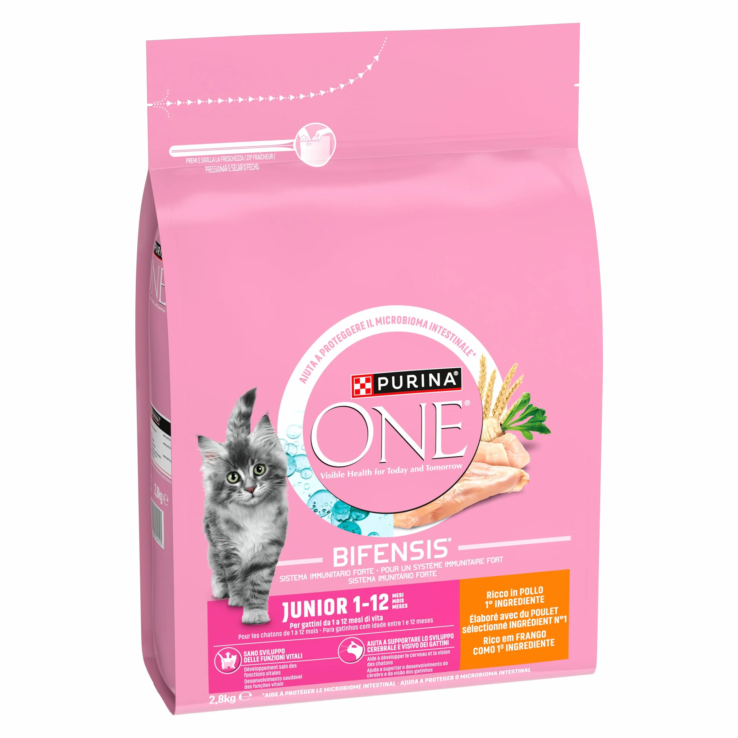 PURINA ONE BIFENSIS Junior Croquettes Aliment Complet pour Chatons 1-12 Mois Poulet 2.8kg