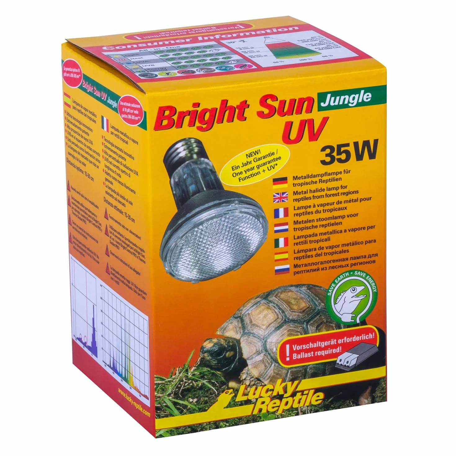 Lucky Reptile Bright Sun UV Jungle Lampe à vapeur métallique 35 W E27 UVA UVB pour terrarium
