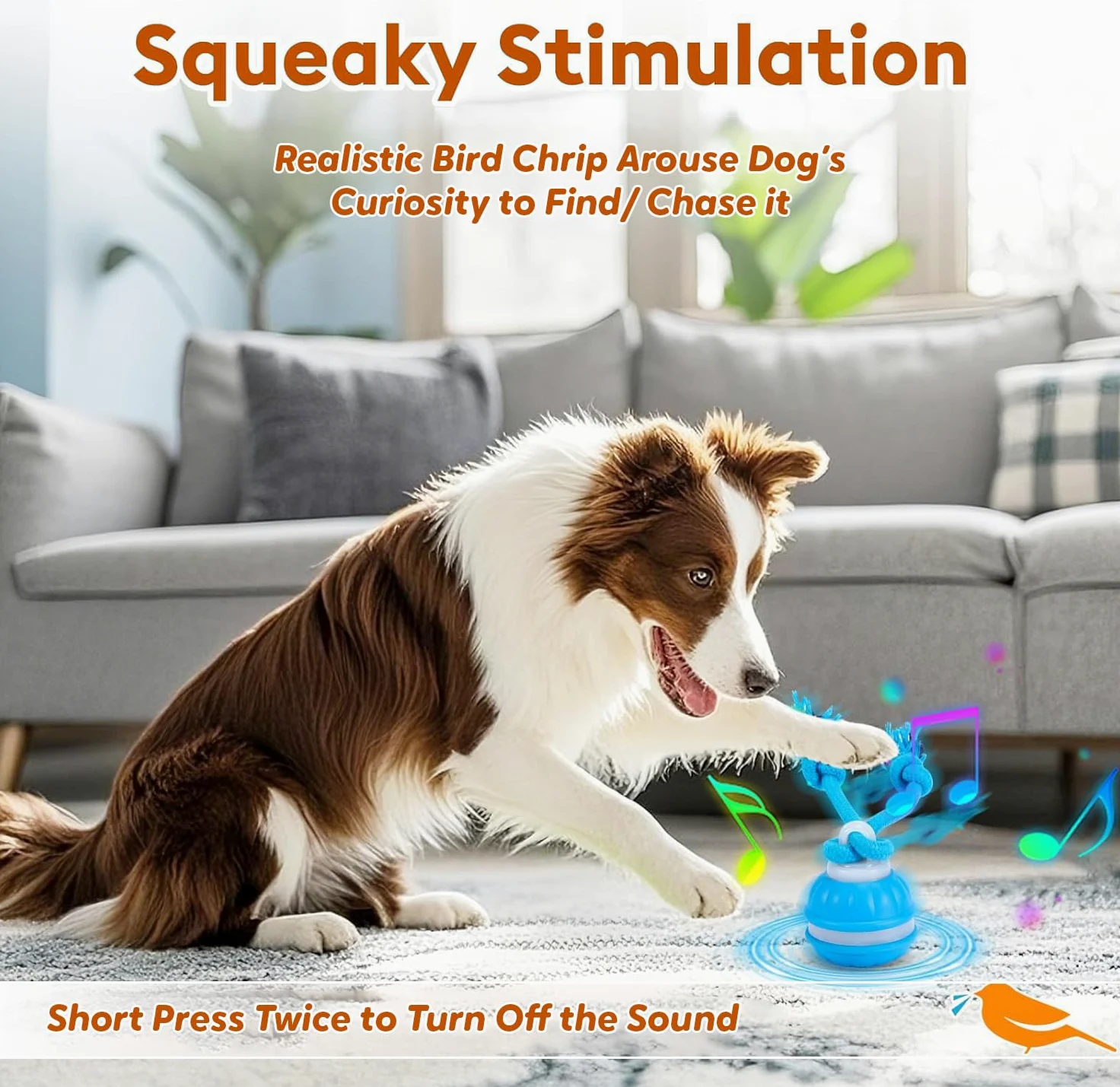Jouet interactif intelligent pour chien avec corde Bleu