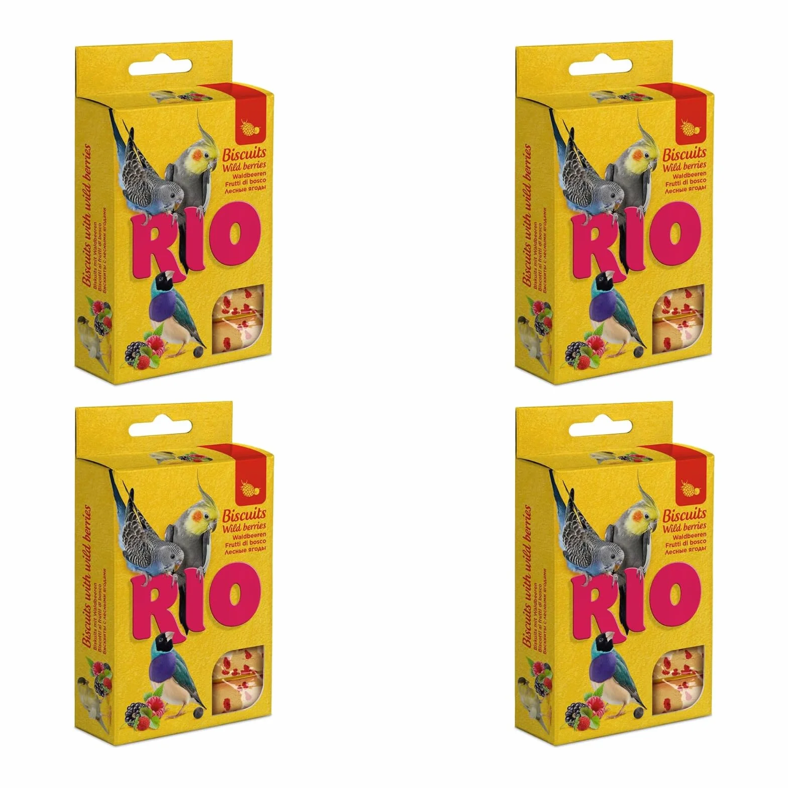 RIO Biscuits aux Baies Sauvages 4 x 35 g Aliment complémentaire pour Oiseaux d’Ornement