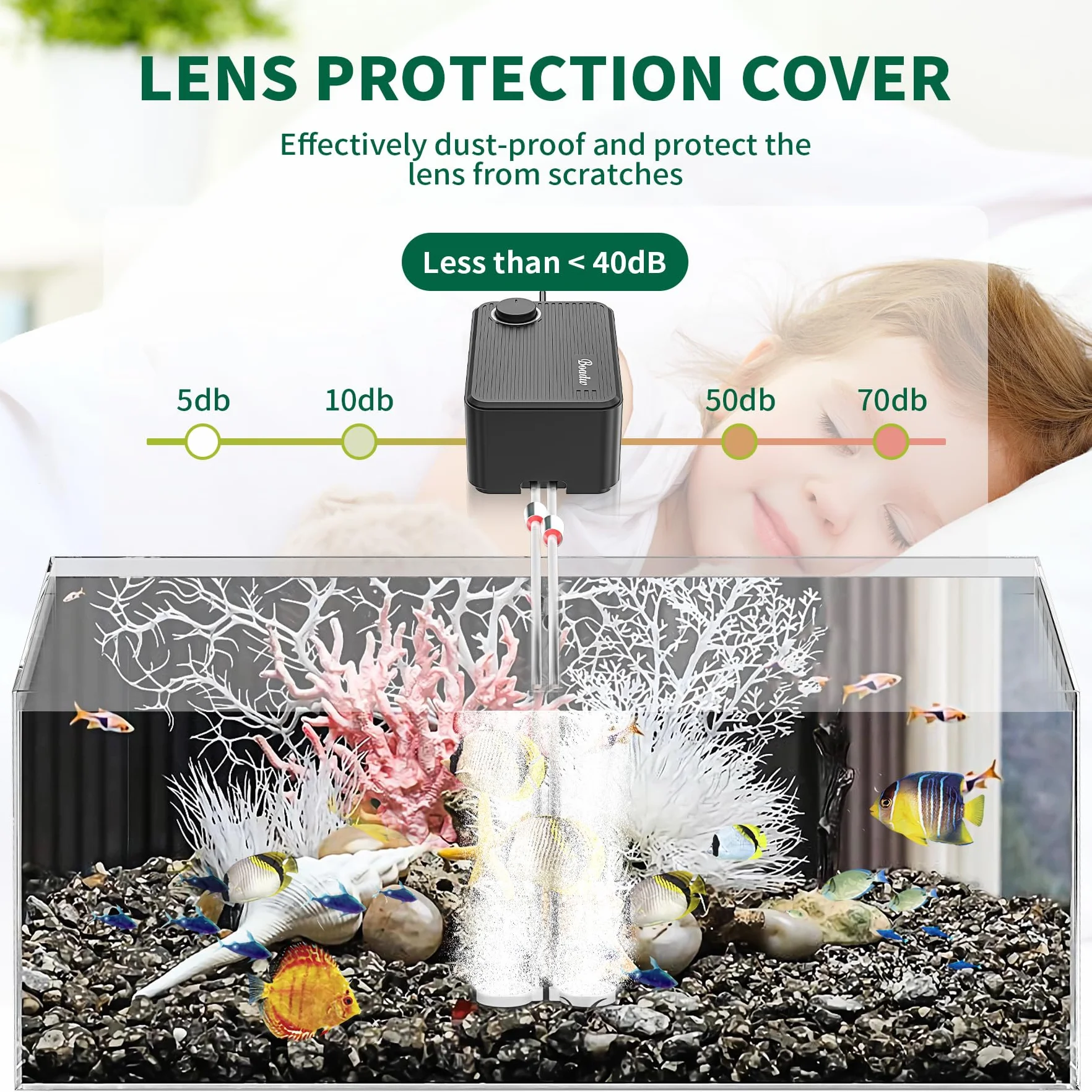 Pompe à air Aquarium Ultra silencieuse 5,5 W Réglable 400L <40db avec Accessoires