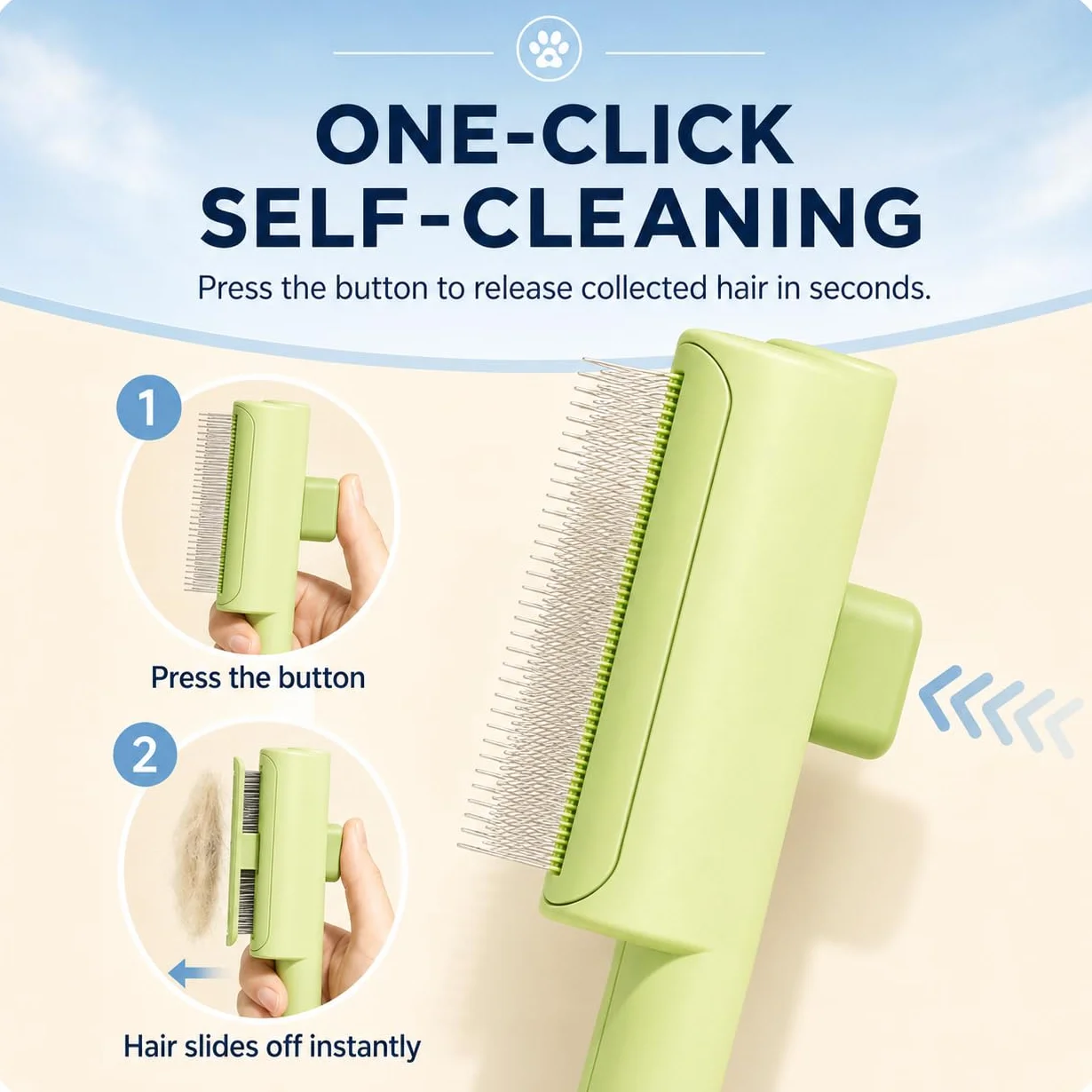 Brosse auto-nettoyante pour chat avec dents métalliques longues et courtes en silicone - Lot de 2 - Élimine les poils morts et sous-poil