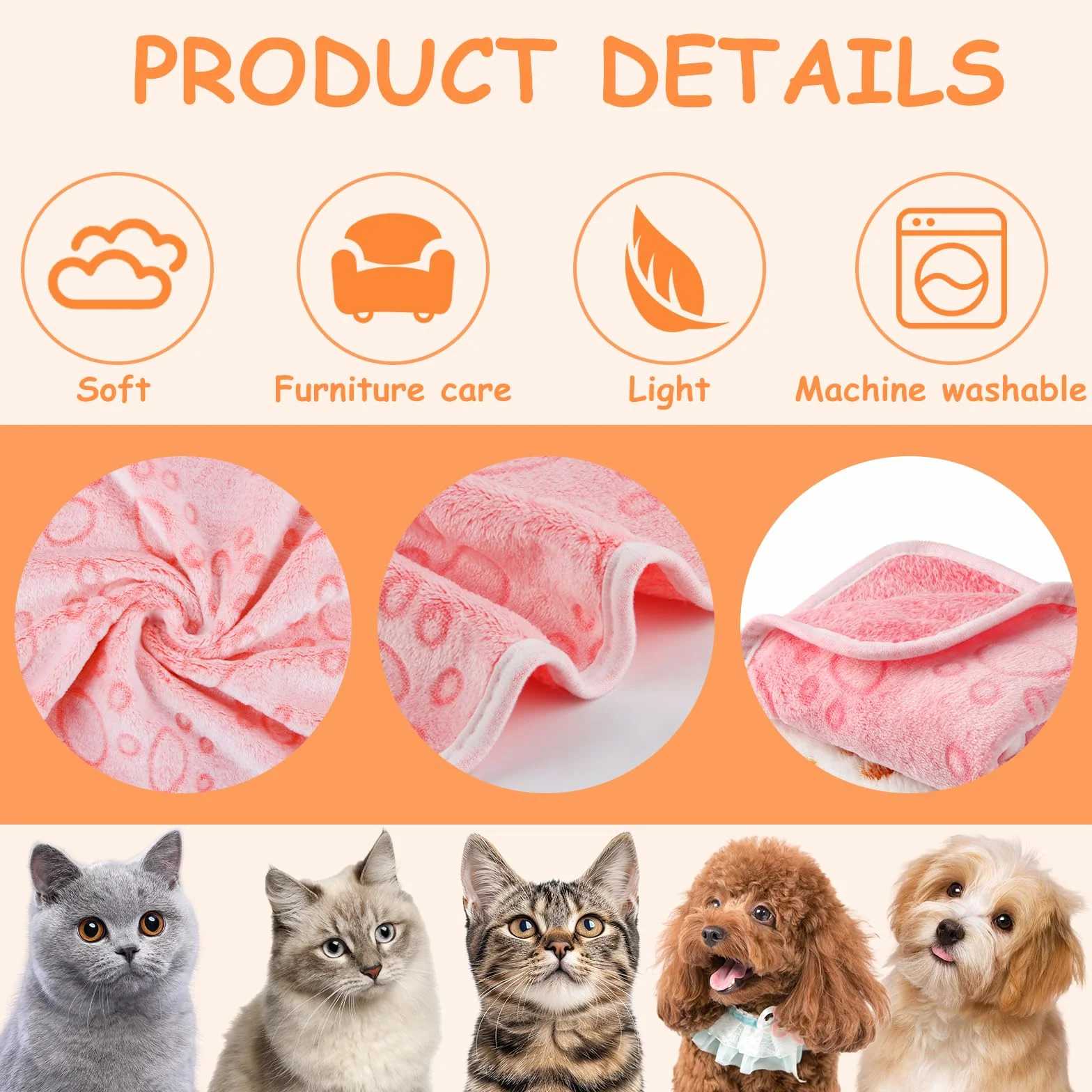 CIYIN Couverture pour Chien Chat en Flanelle Douce, Lavable avec Imprimé Patte (60x40cm, Blanc, Gris, Rose)