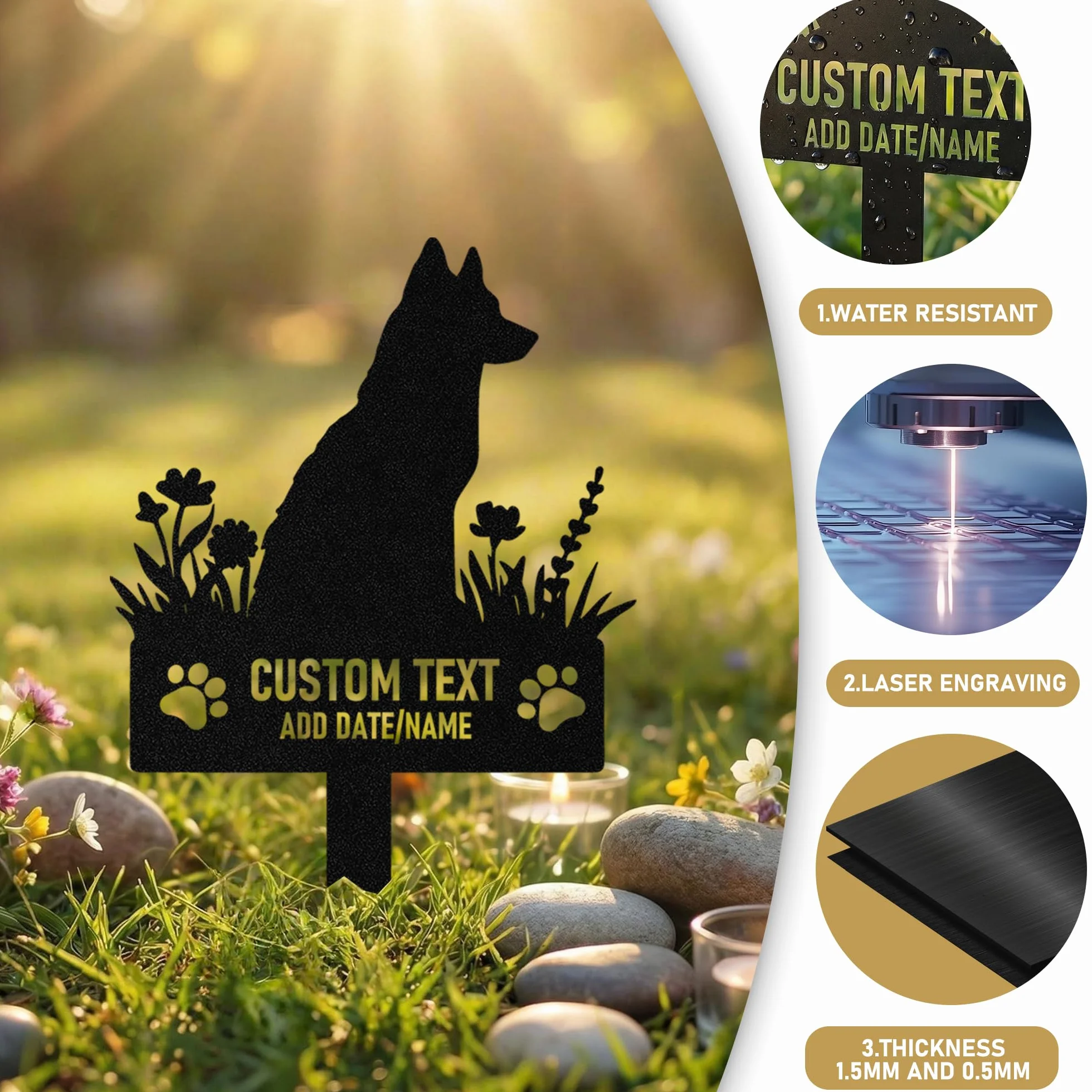 Pierre Tombale Personnalisée pour Chien & Chat, Cadeaux Commémoratifs Souvenir Imperméable d'extérieur