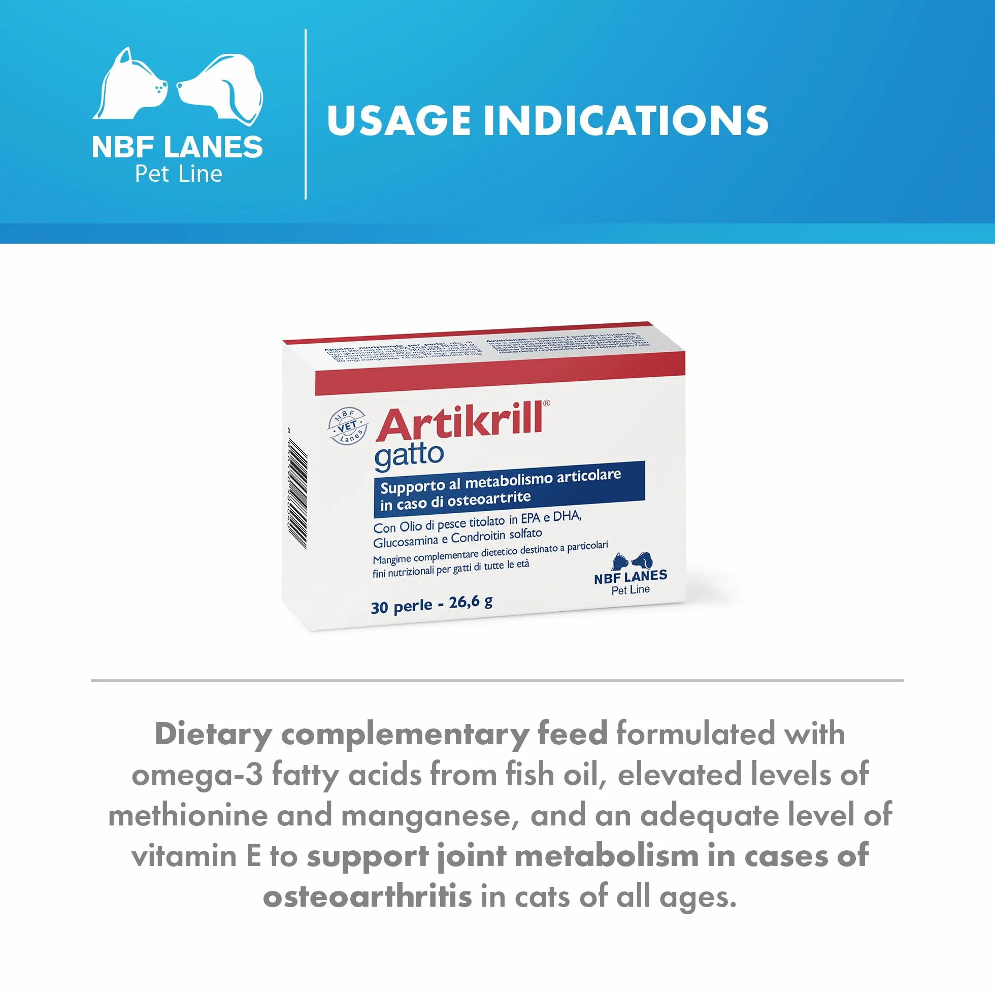 Artikrill Gatto 30 perles pour chat inflammation articulaire