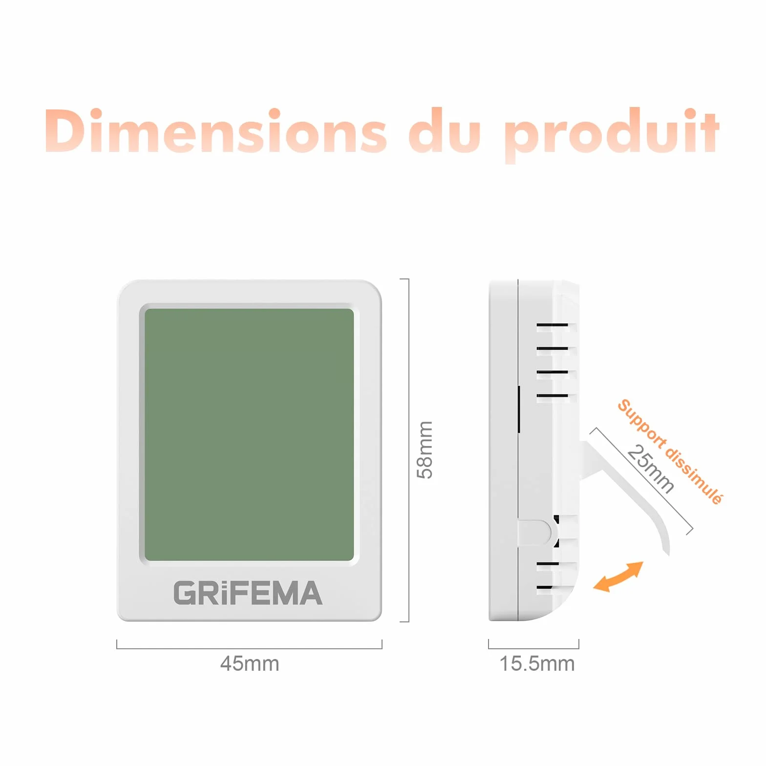 GRIFEMA GA2902 Mini Hygromètre Numérique Thermomètre Intérieur de l'hygromètre, Petit Testeur d'humidité Numérique, Convient Pour Serres, Pépinières, Caves, Thermomètre pour reptile, Blanc