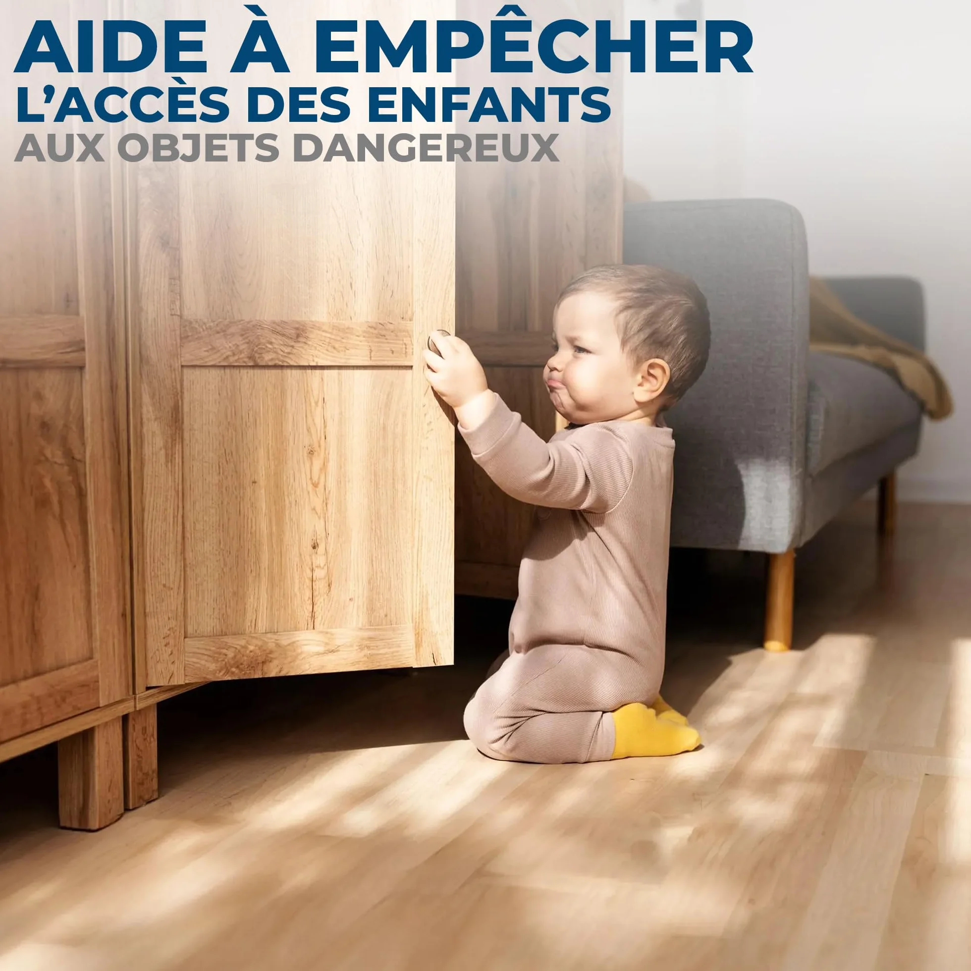 Hoffenbach Serrure Magnétique Invisible Sécurité Enfant 12 Verrous 3 Clés Protection Placards Portes Tiroirs Blanc