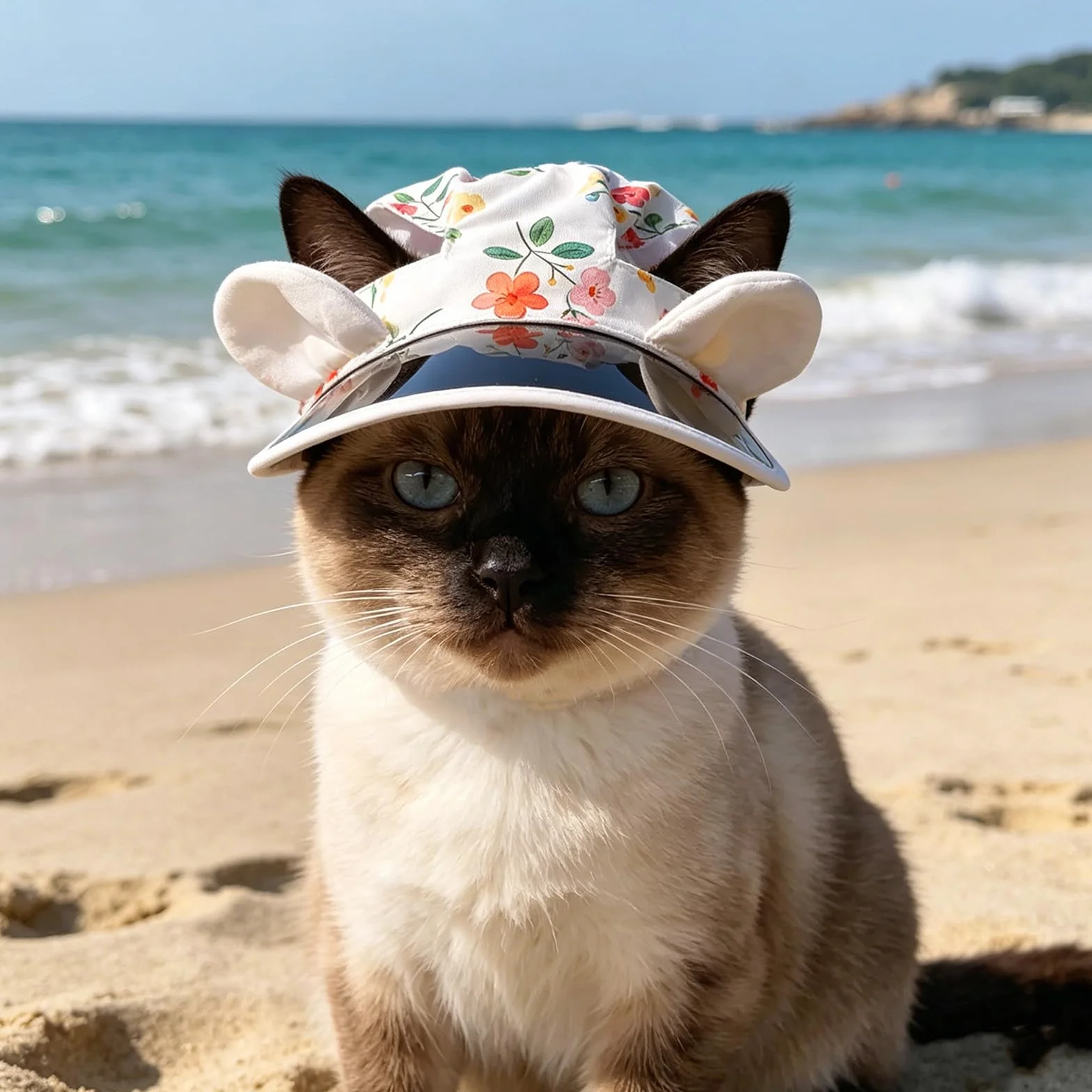 Casquette Chien de Protection Solaire, Chapeau pour Chat Réglable avec Trous d'oreilles, Chapeau de Sport Chat de Compagnie Extérieur, Visière de Casquette Anti-UV Convient Chats et Chiots