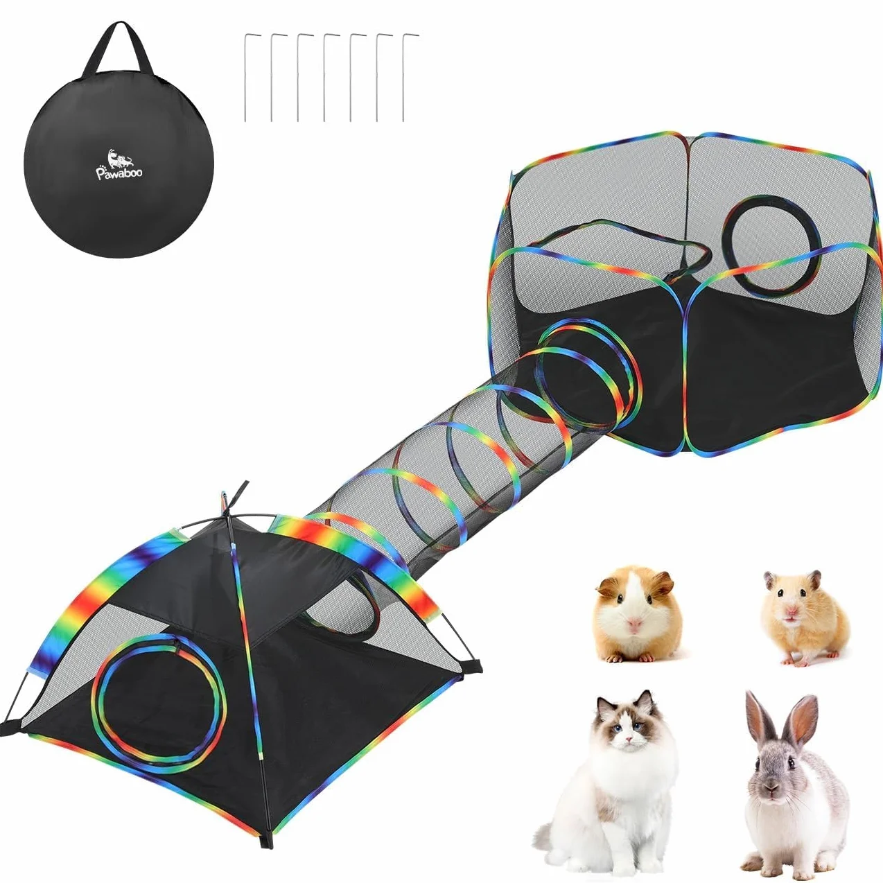 Enclos d'extérieur pour Chats, Patio Portable en Maille, Tunnel