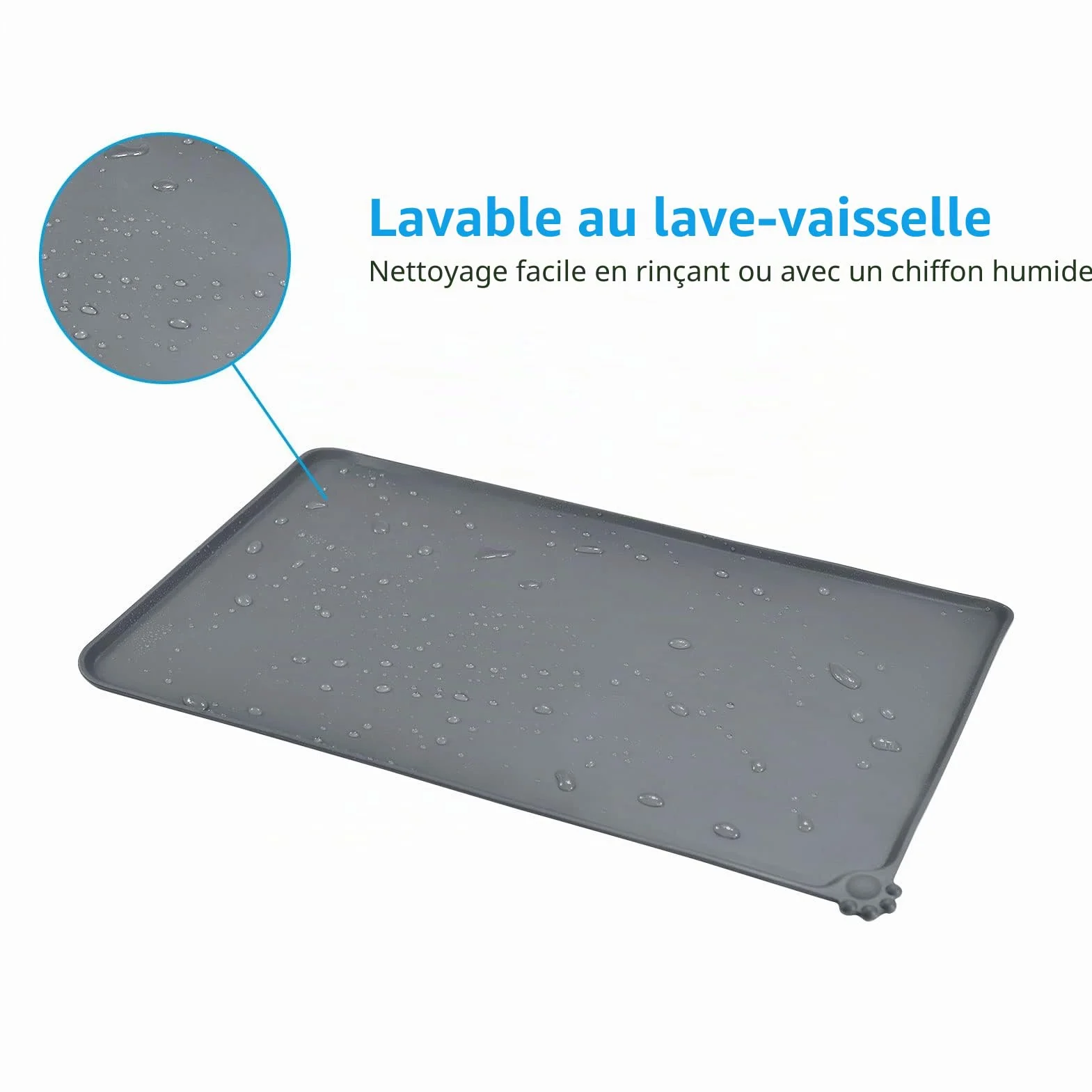 AUDWUD Tapis de nourriture pour chien chat animal de compagnie en silicone étanche , tapis de bol pour animal de compagnie antidérapant, tapis de nourriture pour animal de compagnie.