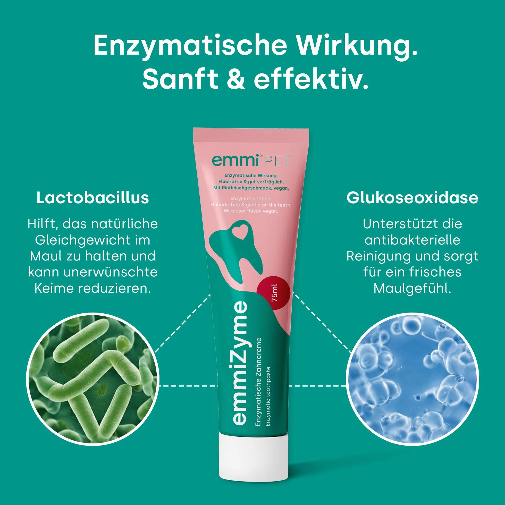 emmi-pet 1x emmi Orozyme Gel de soins dentaires pour chiens et chats avec fonction autonettoyante