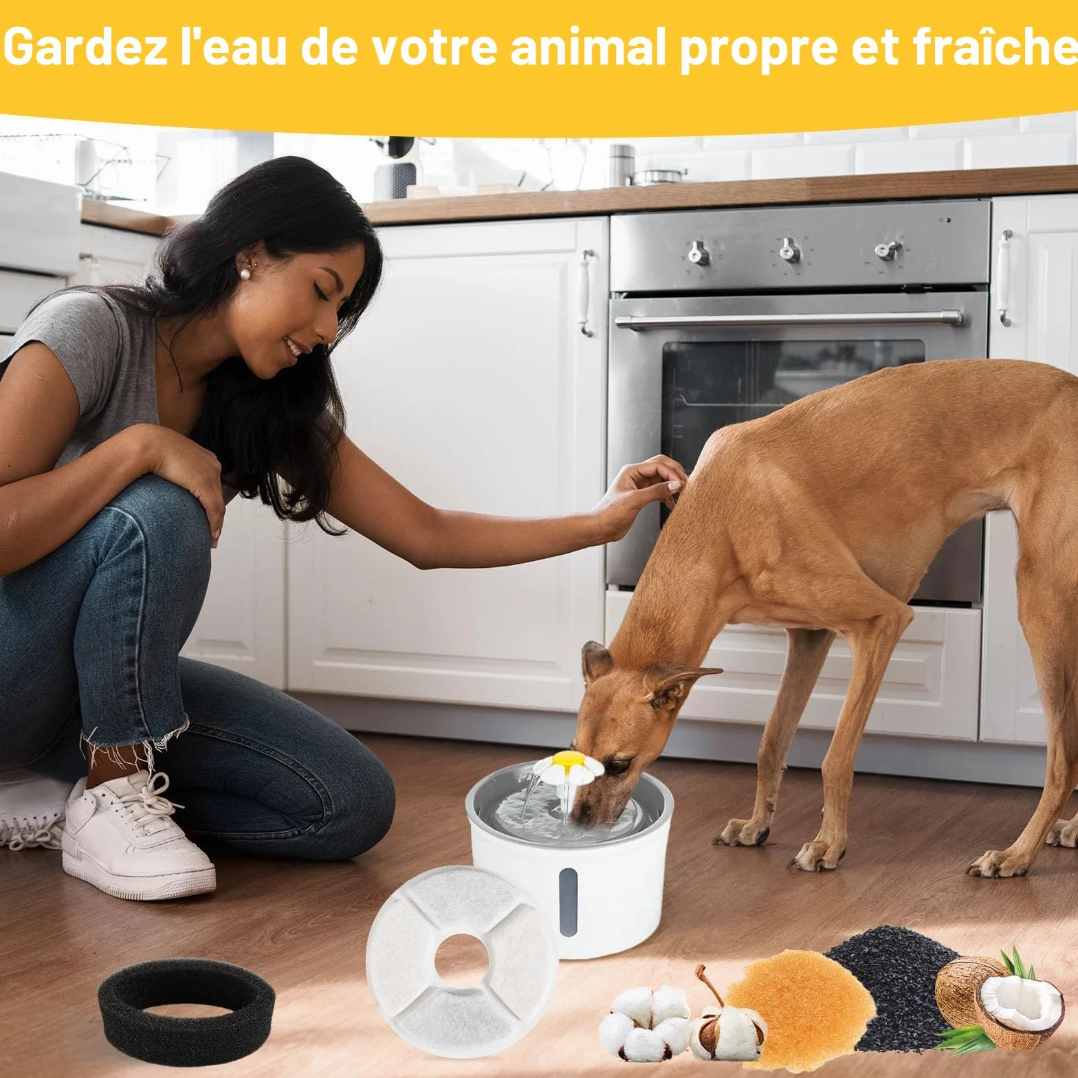 KOMABLEN Lot de 12 Filtre Fontaine Eau Chat avec Résine et Charbon Actif, Quadruple Filtration Remplacement