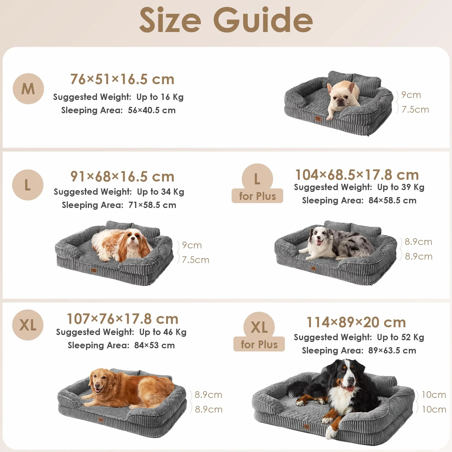 EHEYCIGA Panier Chien Orthopédique XXL 107x76cm Mémoire de Forme Déhoussable Lavable Gris