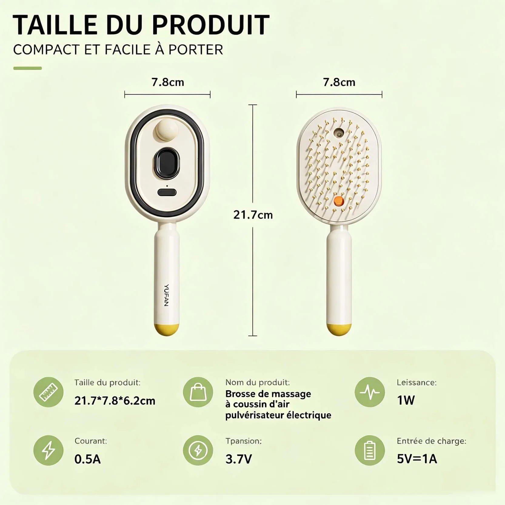 Brosse à Vapeur Électrique 3 en 1 Lisser Contrôler Frisottis Violet