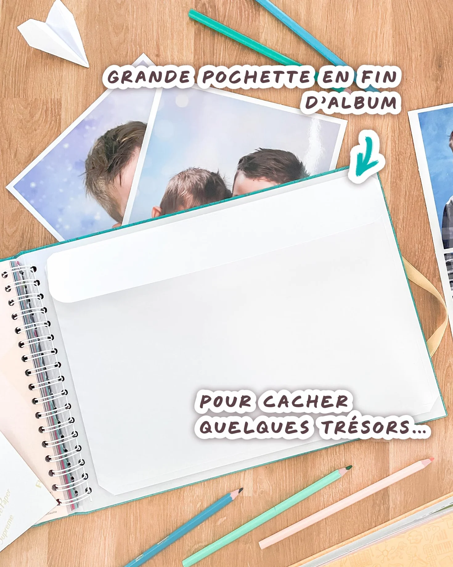 Album photos de classe souvenirs d'école édition PREMIUM 86 pages Maternelle élémentaire collège lycée Vert Turquoise
