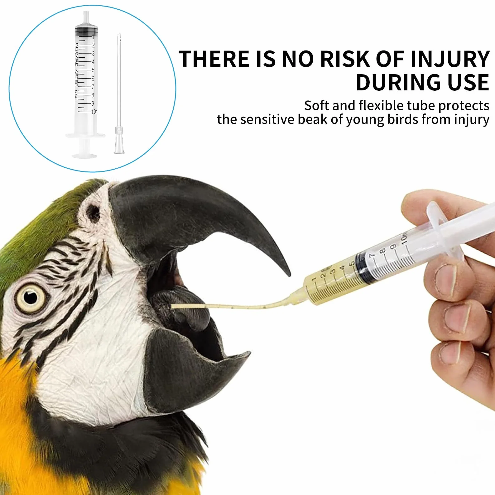 Seringue d'Alimentation 10ML pour Oisillons Oiseaux Plastique avec Aiguille Alimentaire Animaux Gavage