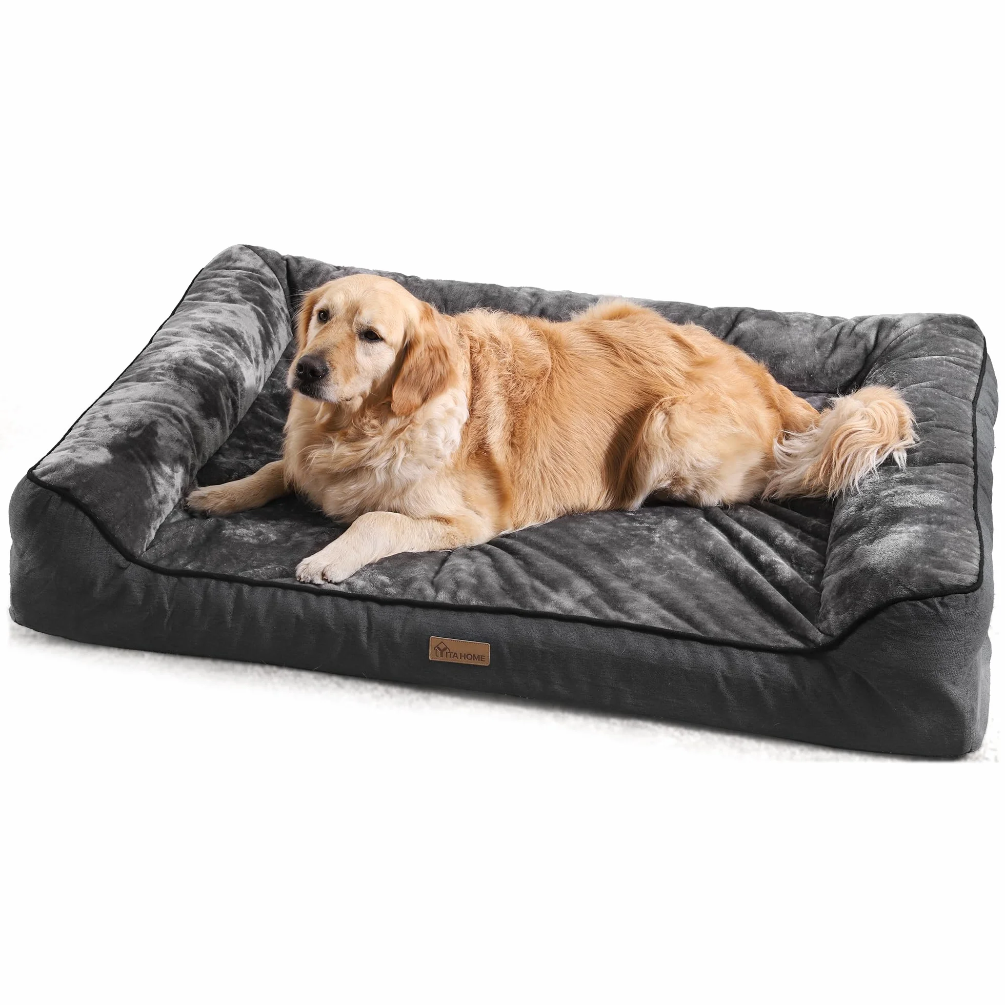 YITAHOME Panier Orthopédique pour Chien, Coussin Déhoussable Lavable, Lit Chien 135x107cm, Noir