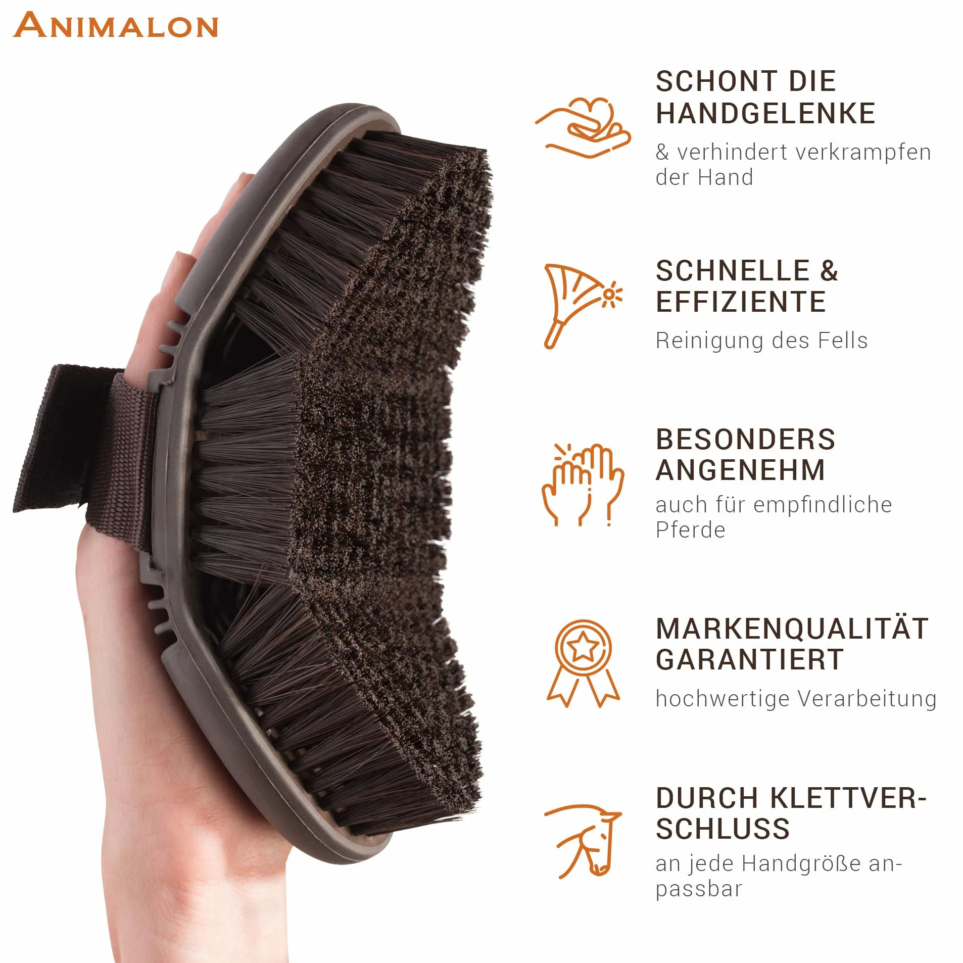 Brosse pour Chevaux CareFlex Animalon Flexible Ergonomique Velcro Kit Pansage Accessoires Nettoyage Équidés