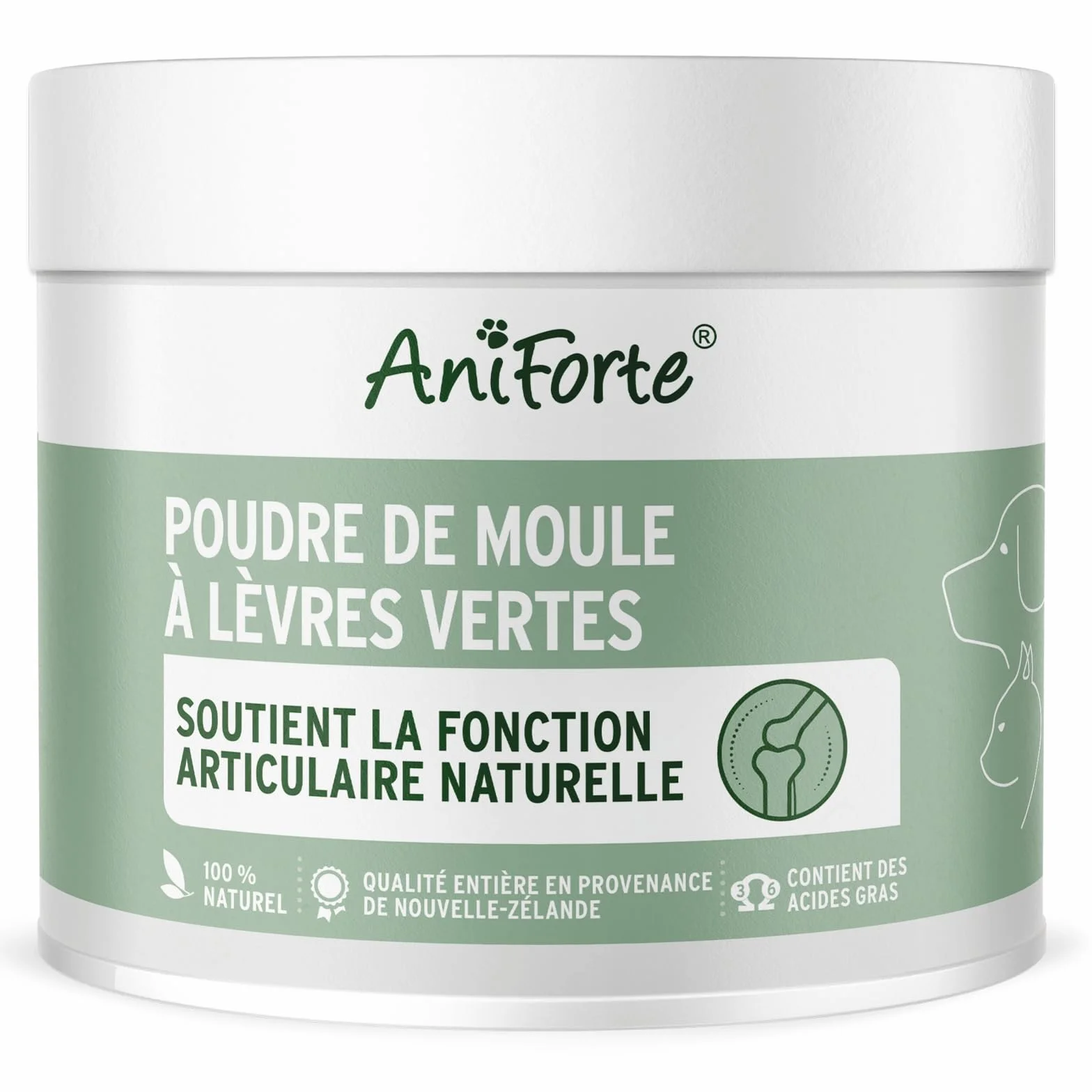 AniForte Poudre de Moules aux Orles Vertes 250 g pour Chiens & Chats – Soutien des Articulations