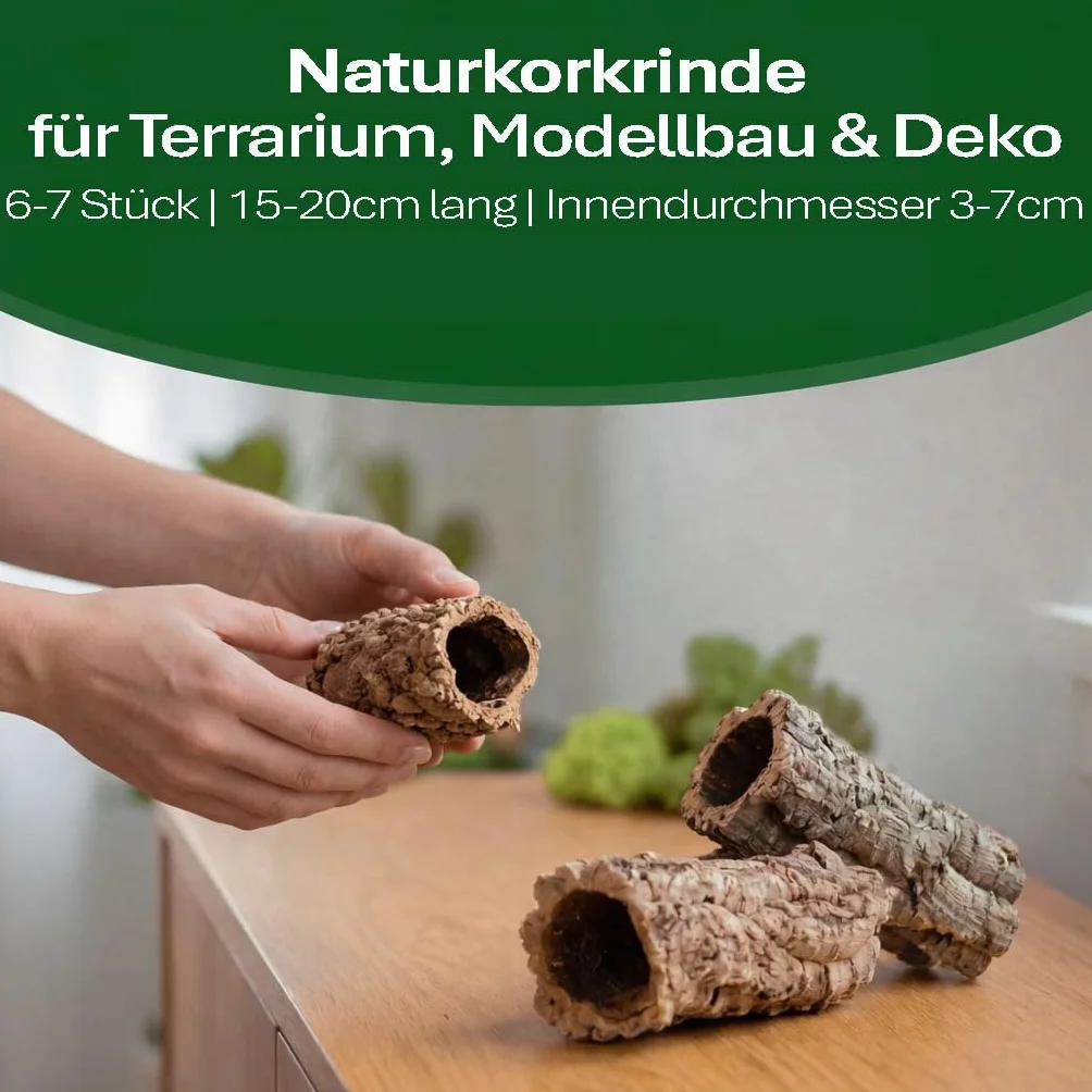 Lot de 6-7 tubes en liège naturel pour terrarium 15-20 cm