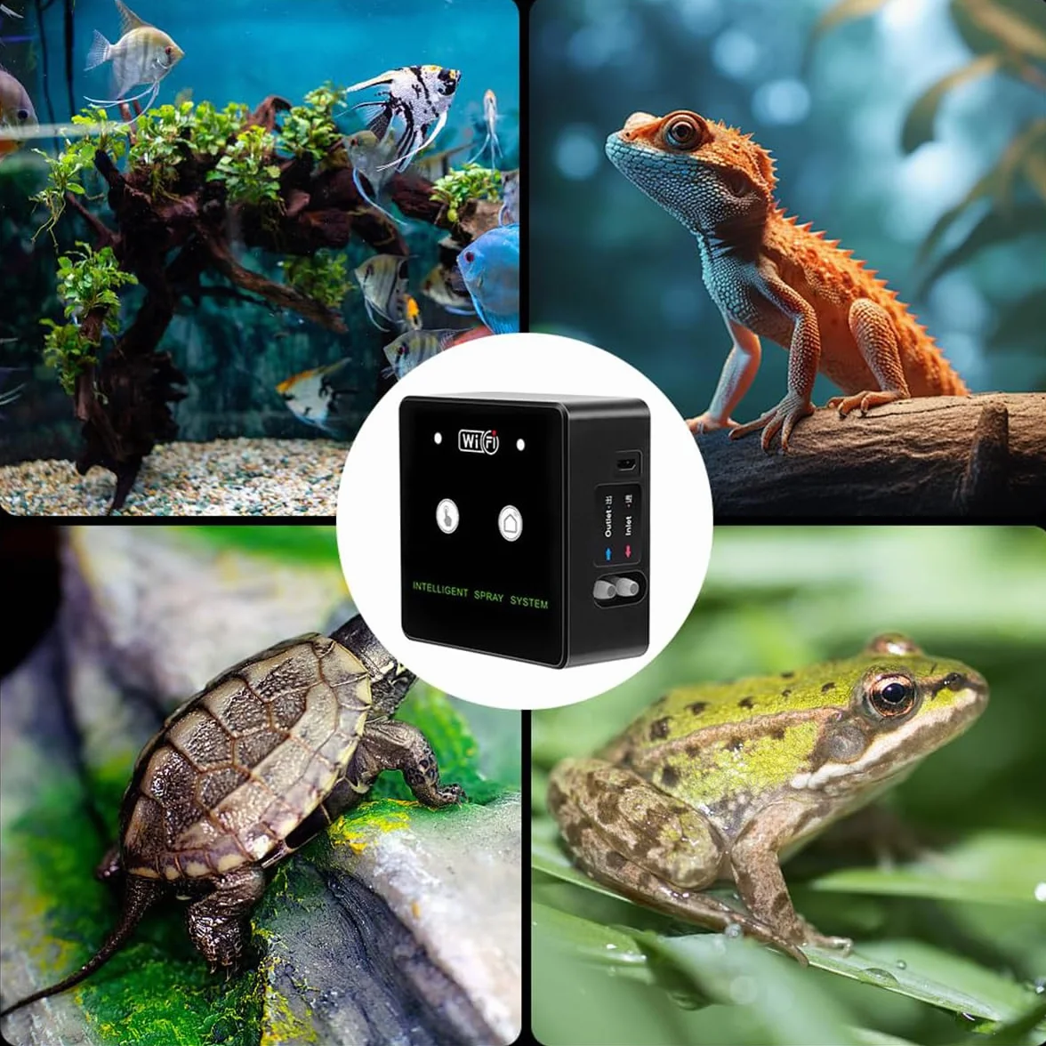 Système de brumisation réglable 360° pour réservoir de forêt tropicale, pulvérisateur automatique intelligent pour boîte à tortues