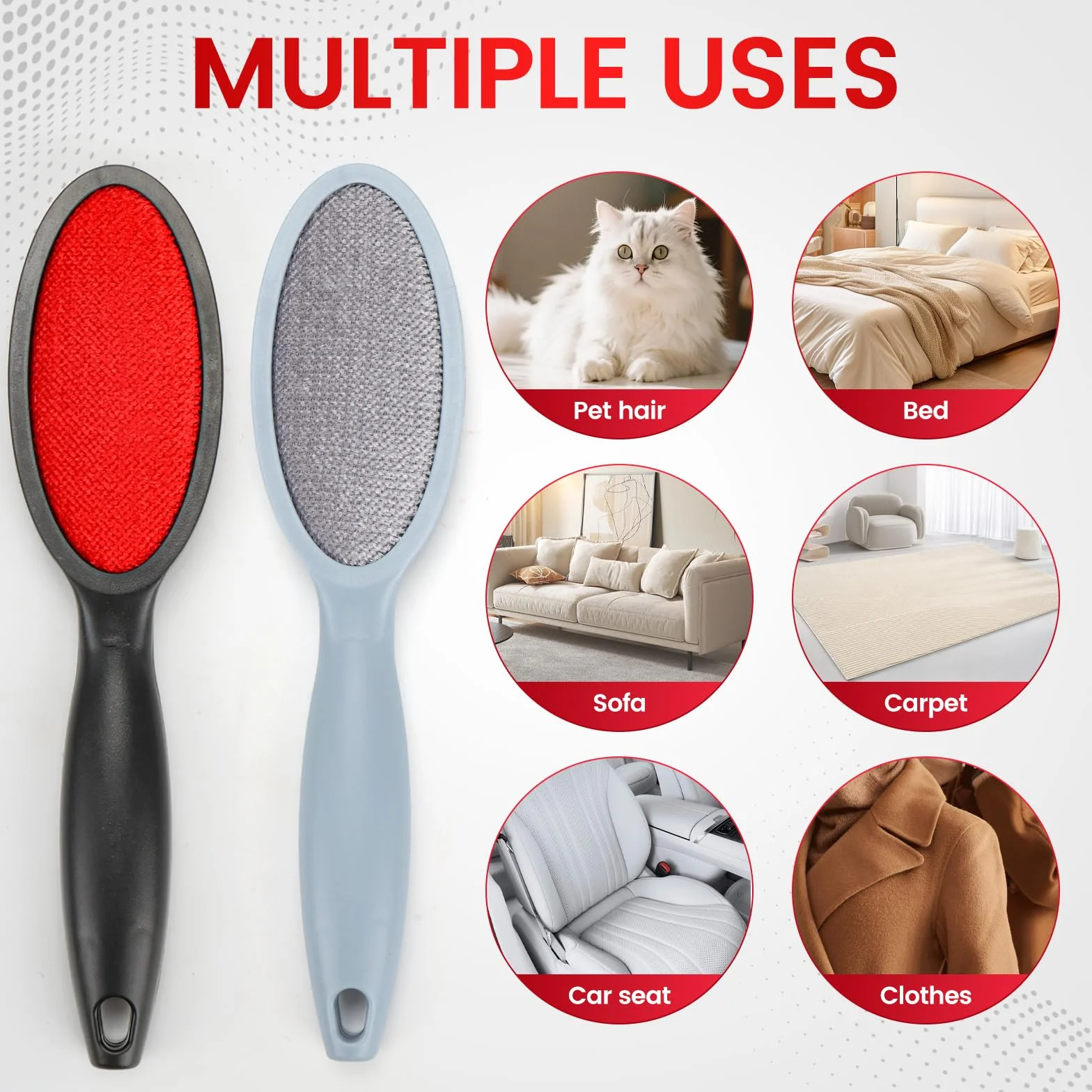 Lot de 2 brosses à peluches pour vêtements, poils d'animaux, brosse en velours, brosse de voyage, brosse anti-peluches pour vêtements, meubles rembourrés, housses de siège de voiture