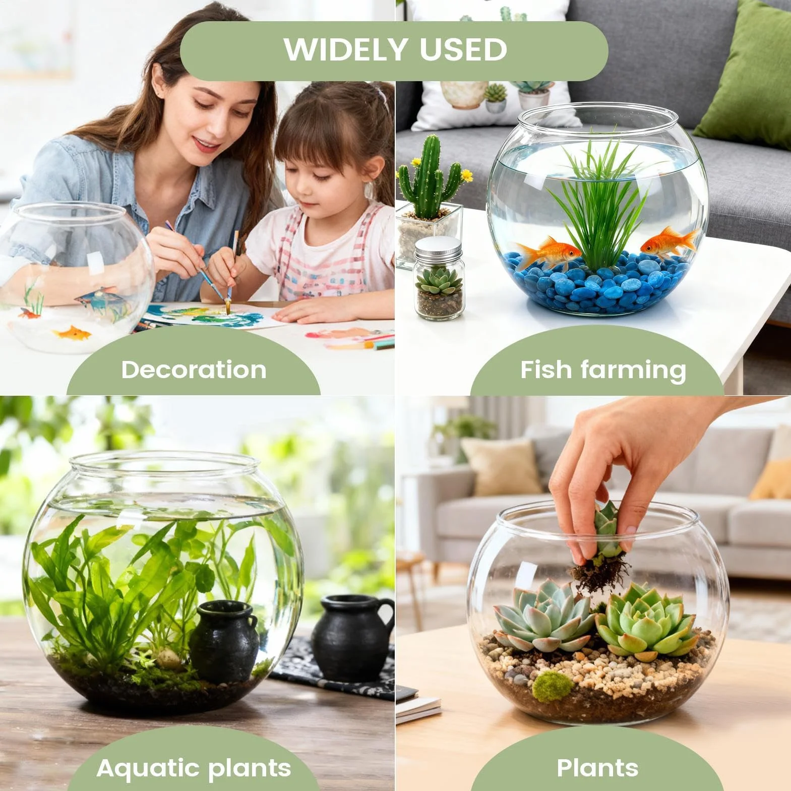 Bocal À Poissons Résistant Chocs Petit Récipient Aquarium à Bulles Transparent