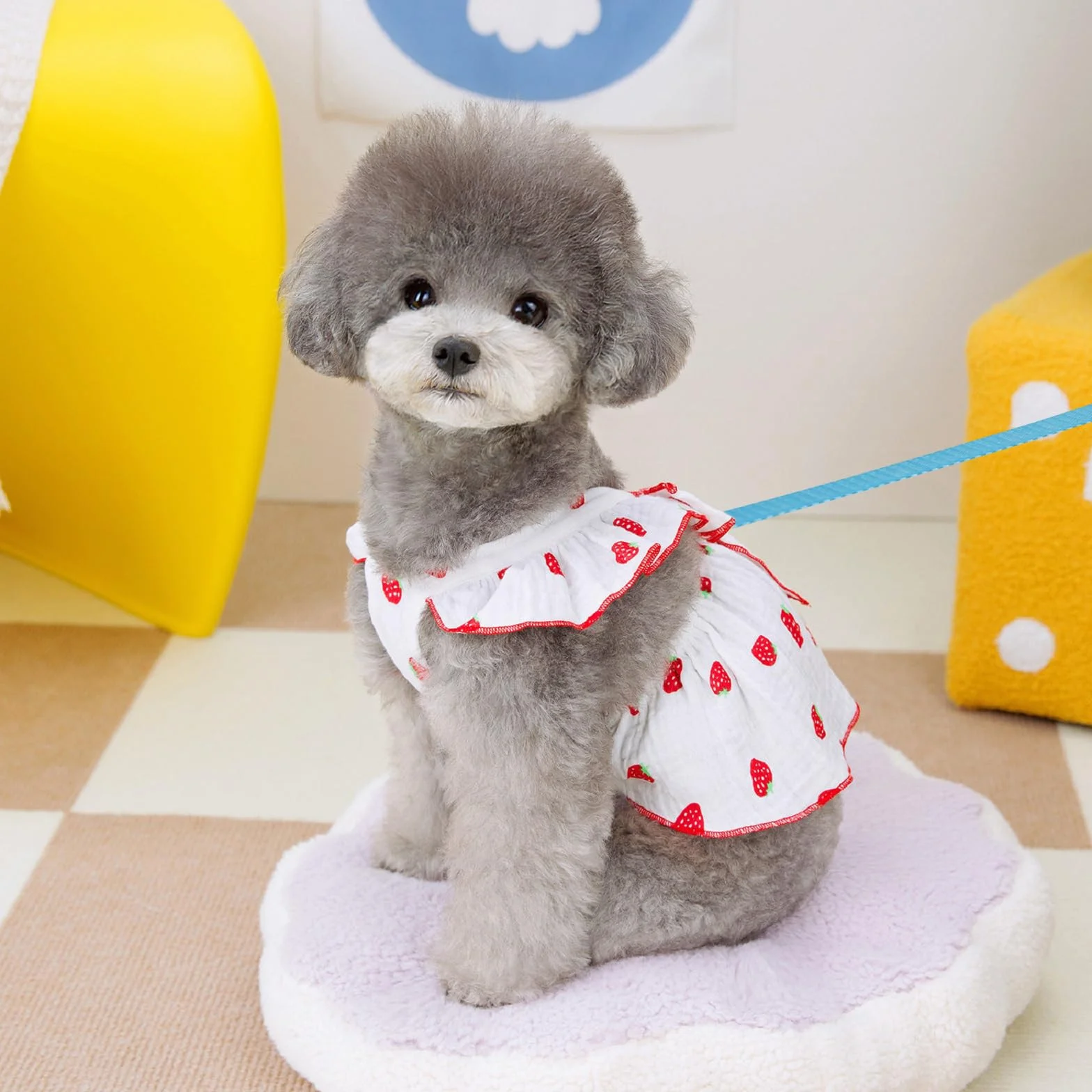 Kunyeah Robe Princesse à Fraises pour Chien Vêtement d'été sans Manches Blanc L