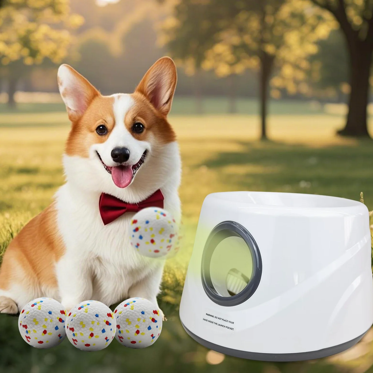 MEKAPLE Lanceur de balles Automatique pour Chien, Lanceur de balles interactif amélioré pour Chiens de Petite Taille, Distance réglable, Jouets stimulants mentaux pour Chien avec 4 balles en