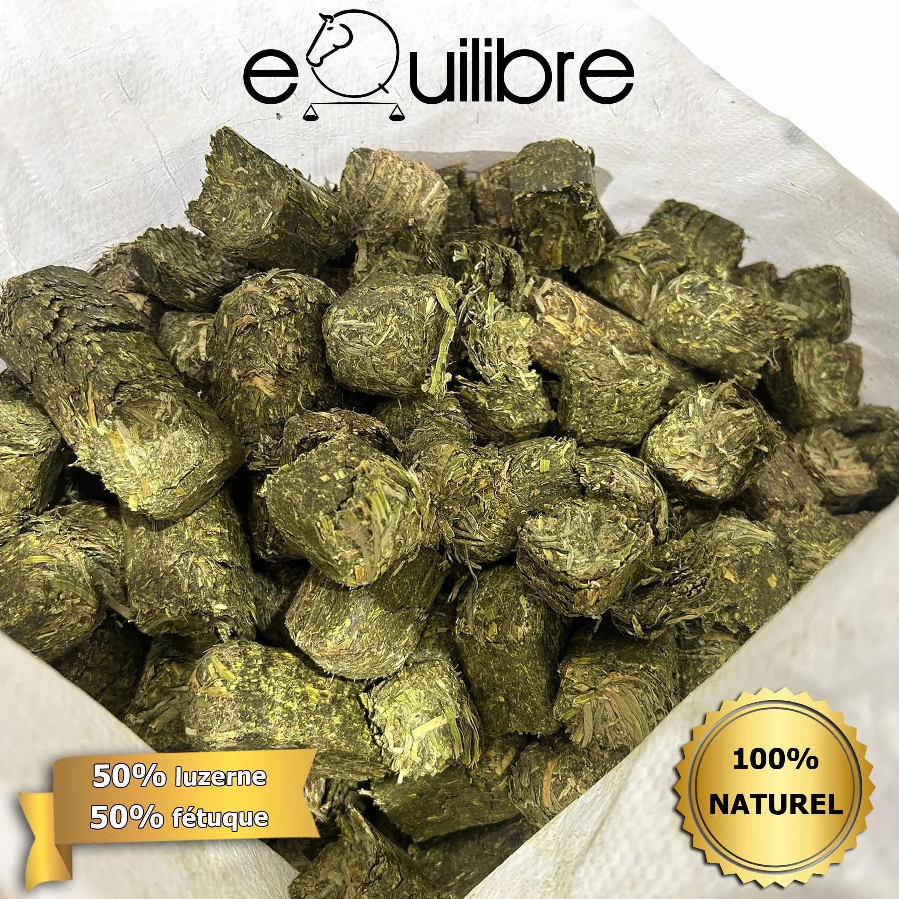 Equilibre 20kg Alimentation chevaux Mélange 50% luzerne 50% foin de fétuque