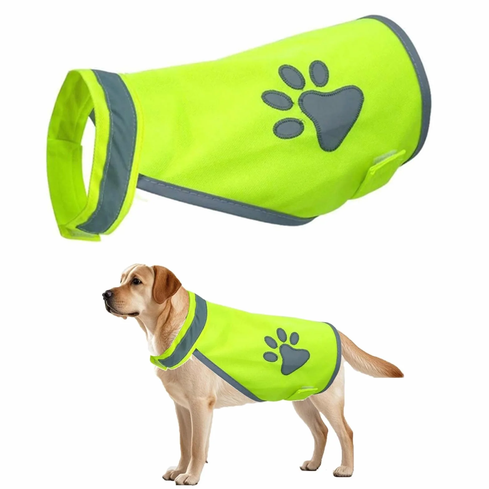 Gilet Jaune Bandes Réfléchissantes Chien Conception Réglable pour Promenades Nocturnes