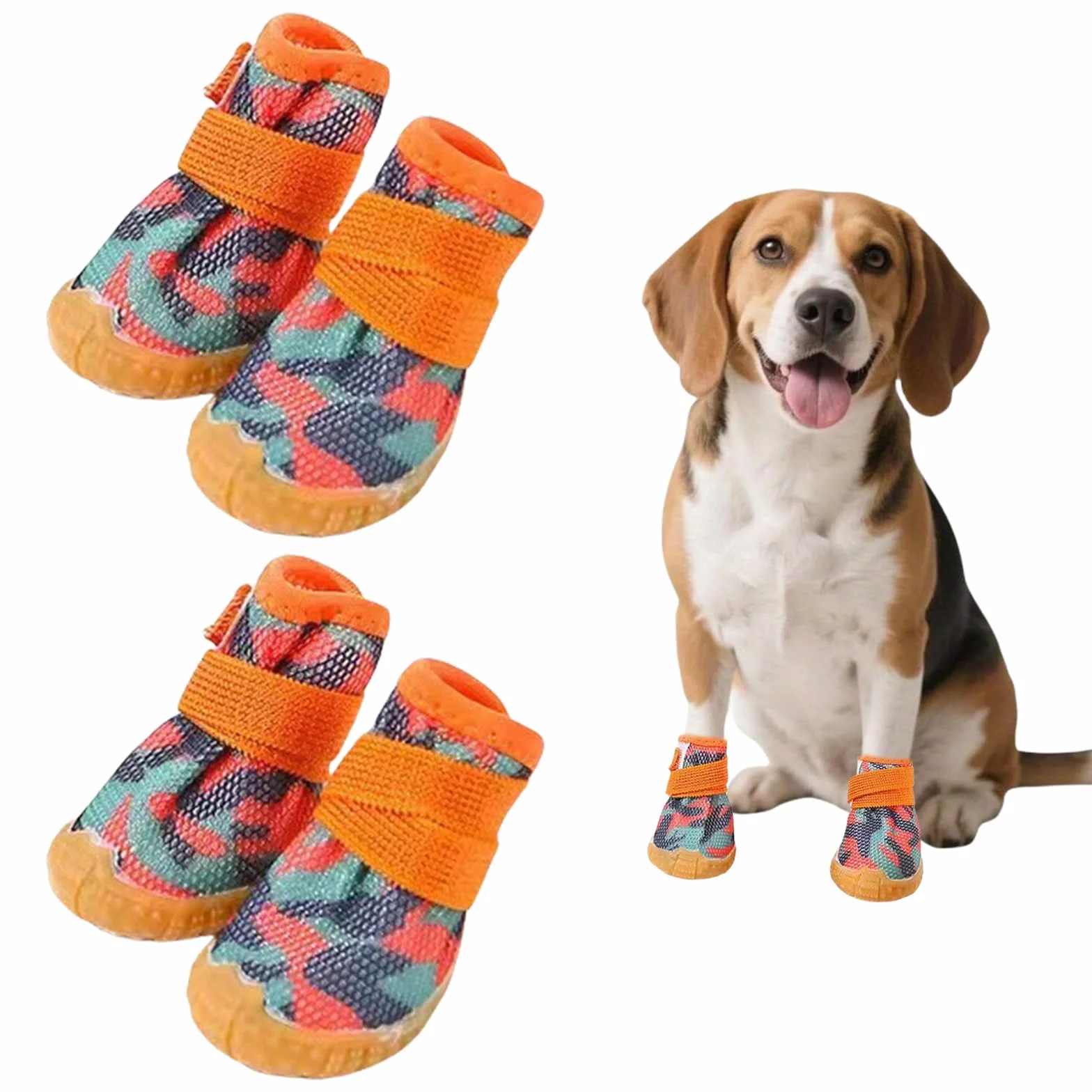 Lot de 4 chaussures pour chien - Protection des pattes avec semelle en caoutchouc antidérapante pour petits chiens