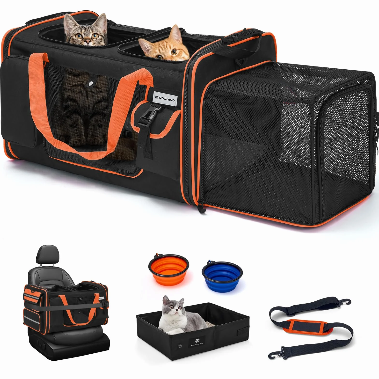 Odoland Pliowalny Rozkładany Torba Transportowa dla Kota Psa 60x38x35 cm z Wodoodpornym Materiałem